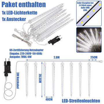 Sunicol LED-Lichtervorhang Draußen LED Eiszapfen Lichterkette, Eis-Piton-Anhänger, 8 Modi, wasserdicht, für Weihnachten und Party Dekoration