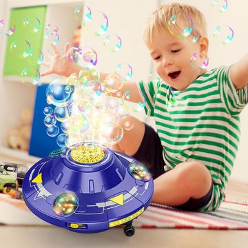 DTC GmbH Seifenblasenmaschine Automatische und Rotierende Bubble Machine mit Lichtern und Musik, Hindernisvermeidung,Blasenmaschine Elektrisches Blasenspielzeug