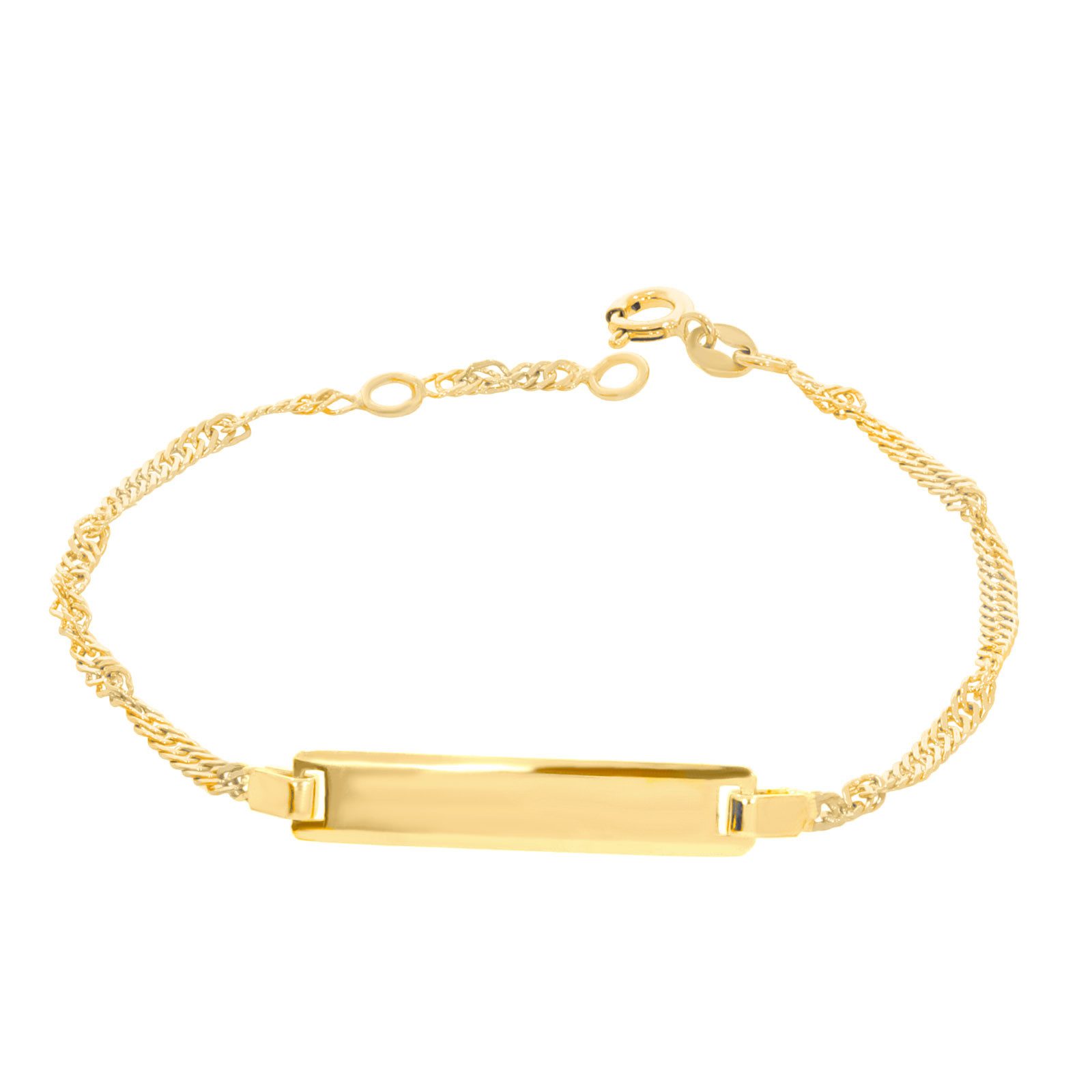 Stella-Jewellery Goldarmband 585 Gelbgold ID Armband Singapurkette 20cm (inkl. Etui, 1-tlg), Armkette, ID Goldarmband für Damen