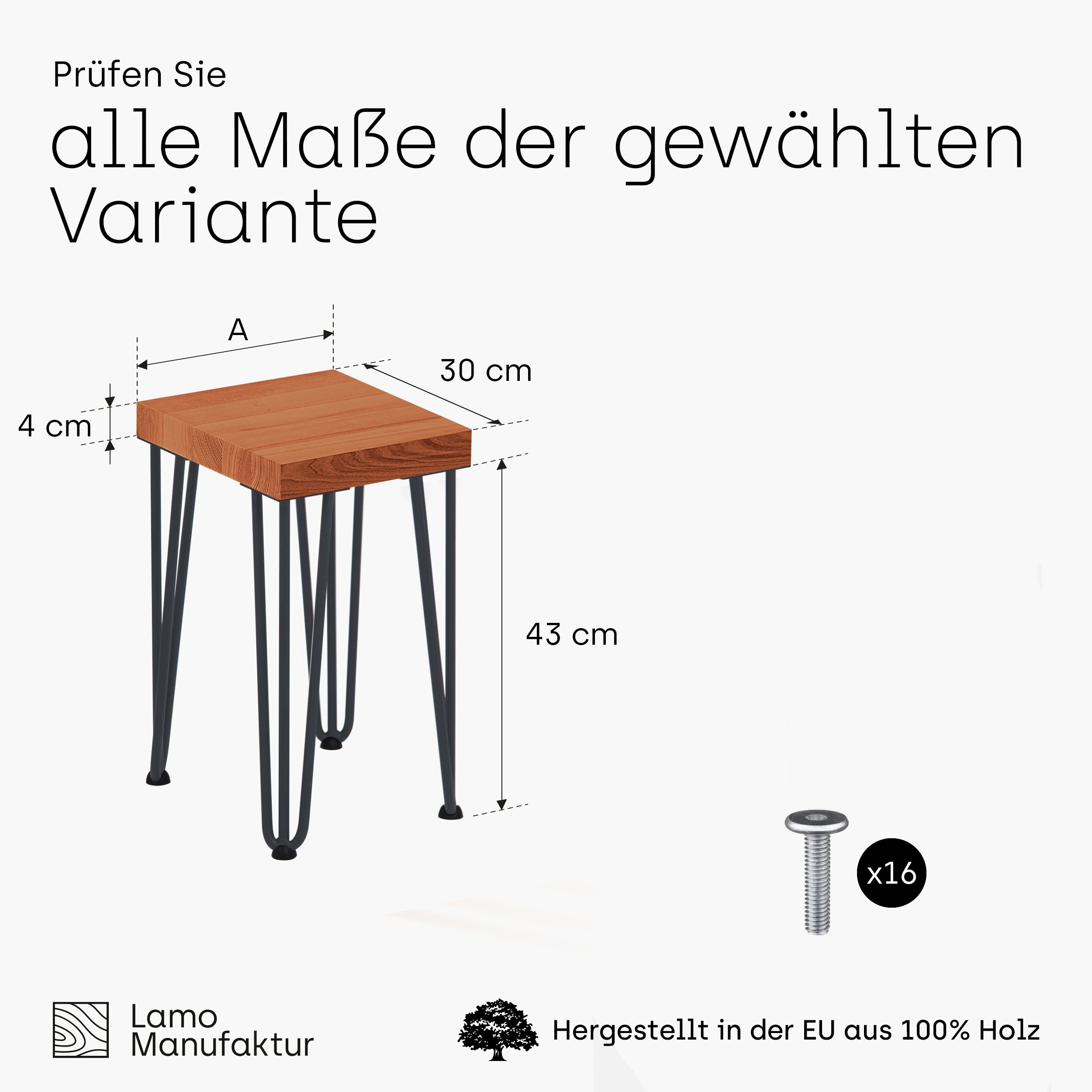 stake Massivholzplatte Manufaktur 40mm LSB Dunkel Sitzbank (Komplett-Set, Essbank Anthrazit LAMO 5-Teilig), |