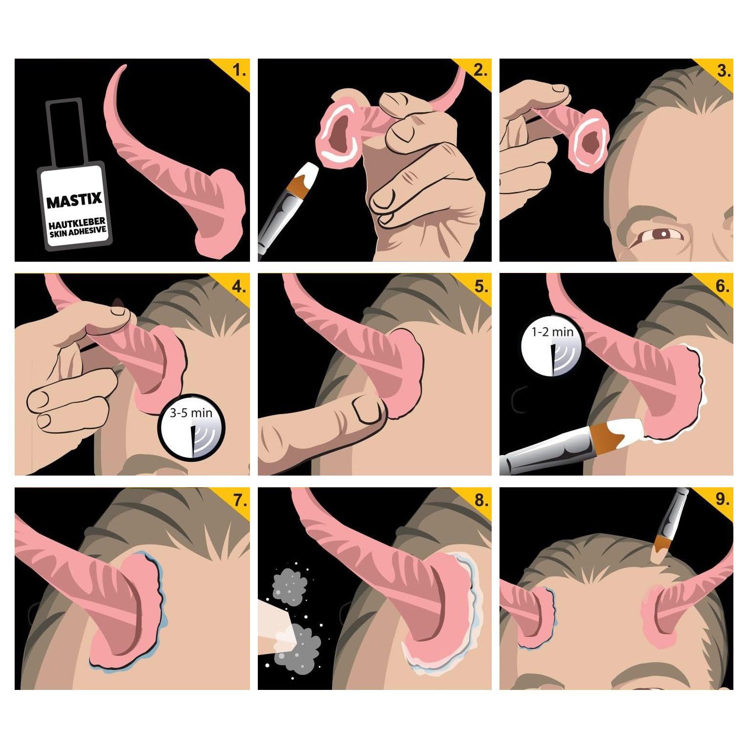Tinsley Kostüm Schuppige Teufelshörner, Gewundene, echsenhafte Latexhörner zum Ankleben auf die Stirn
