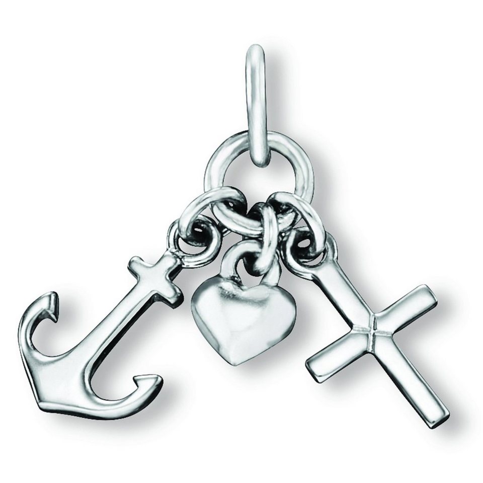ONE ELEMENT Kette mit Anhänger Glaube Liebe Hoffnung Anhänger aus 925 Silber,  Schmuckset - Set mit verstellbarer Halskette
