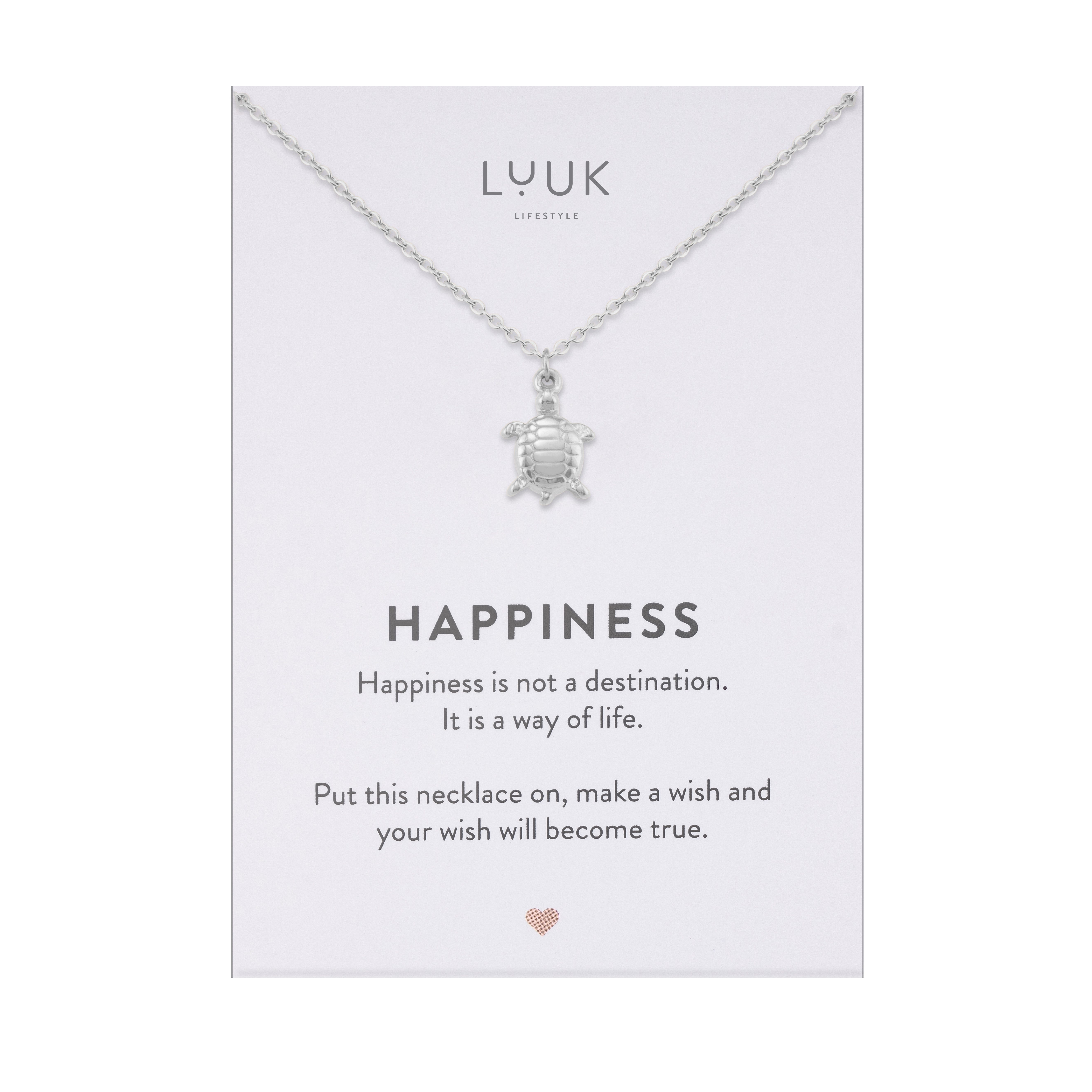 LUUK LIFESTYLE Kette mit Anhänger Schildkröte, mit HAPPINESS Spruchkarte, sommerlich und modern