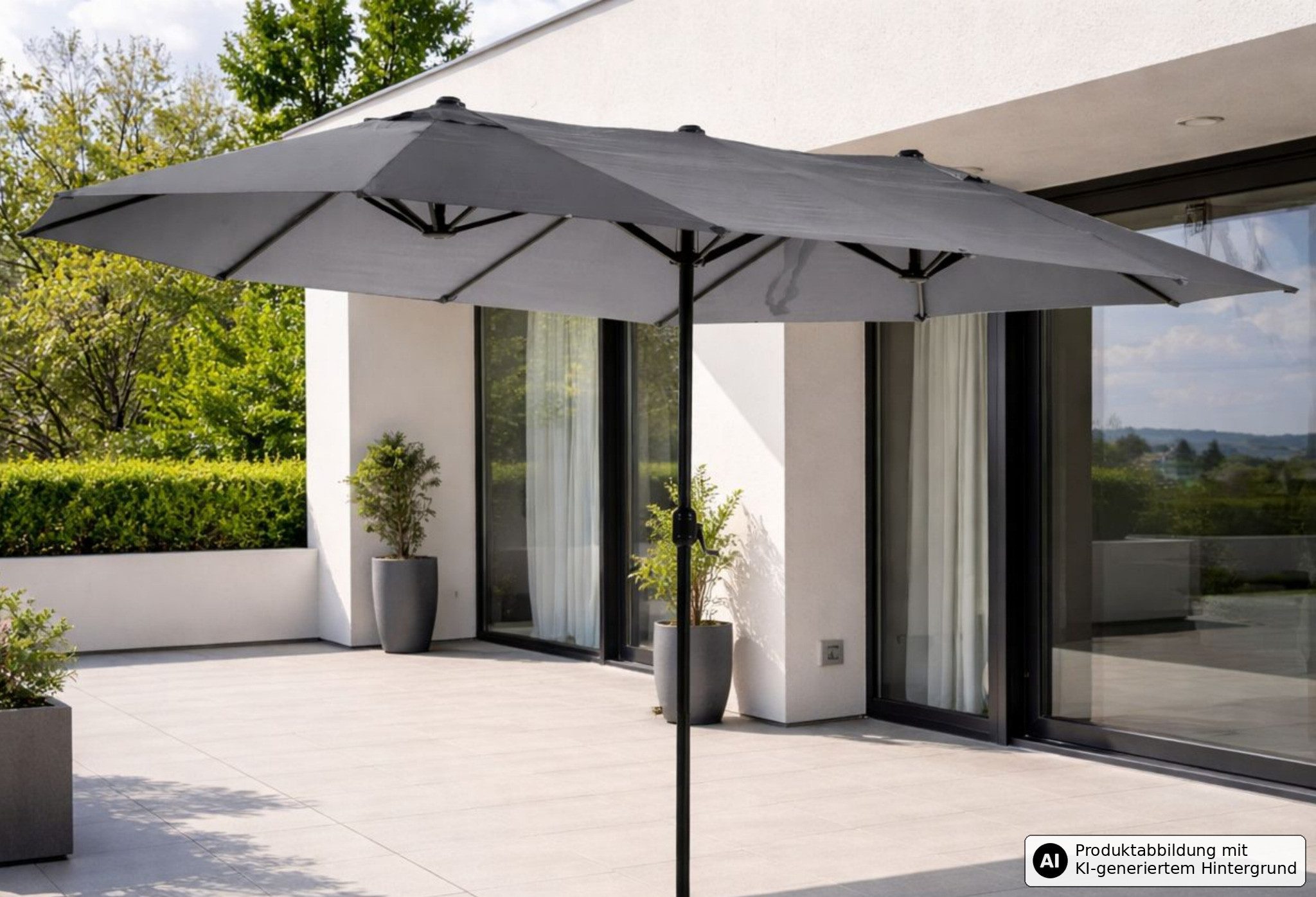 Leco Sonnenschirm Oval-Sonnenschirm Doppel-Sonnenschirm "DAS ORIGINAL" 4,6x2,7x2,45 m, LxB: 460x270 cm, 460 x 270 x H 245 cm