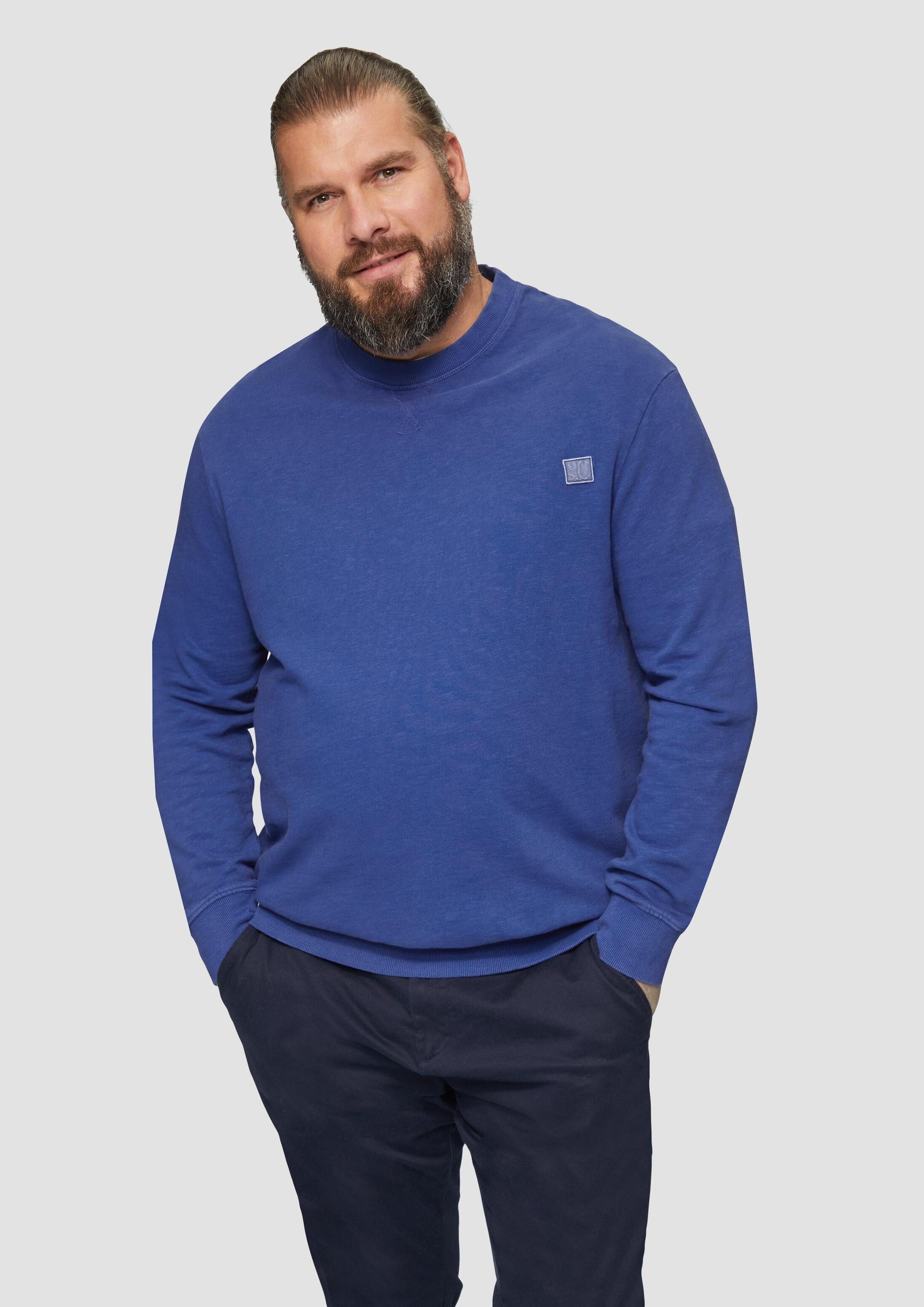 s.Oliver Sweatshirt Sweatshirt mit Garment Dye und Logo-Detail