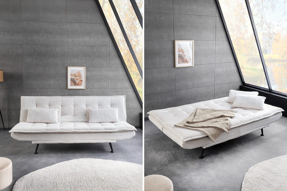riess-ambiente Schlafsofa JAZZ 190cm beige – 3-Sitzer Sofa mit Bettfunktion, Cordbezug, modern, Einzelartikel 1 Teile, komfortable Ausziehcouch mit Polsterung – – Bild 5 von 5