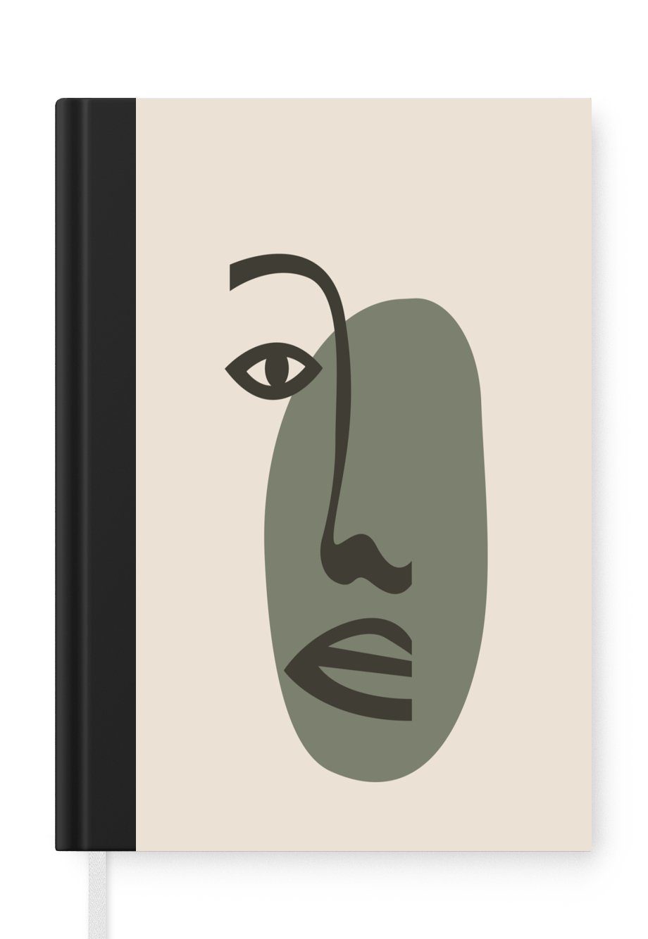 MuchoWow Notizbuch Gesicht - Pastell - Strichzeichnung, Journal, Merkzettel, Tagebuch, Notizheft, A5, 98 Seiten, Haushaltsbuch