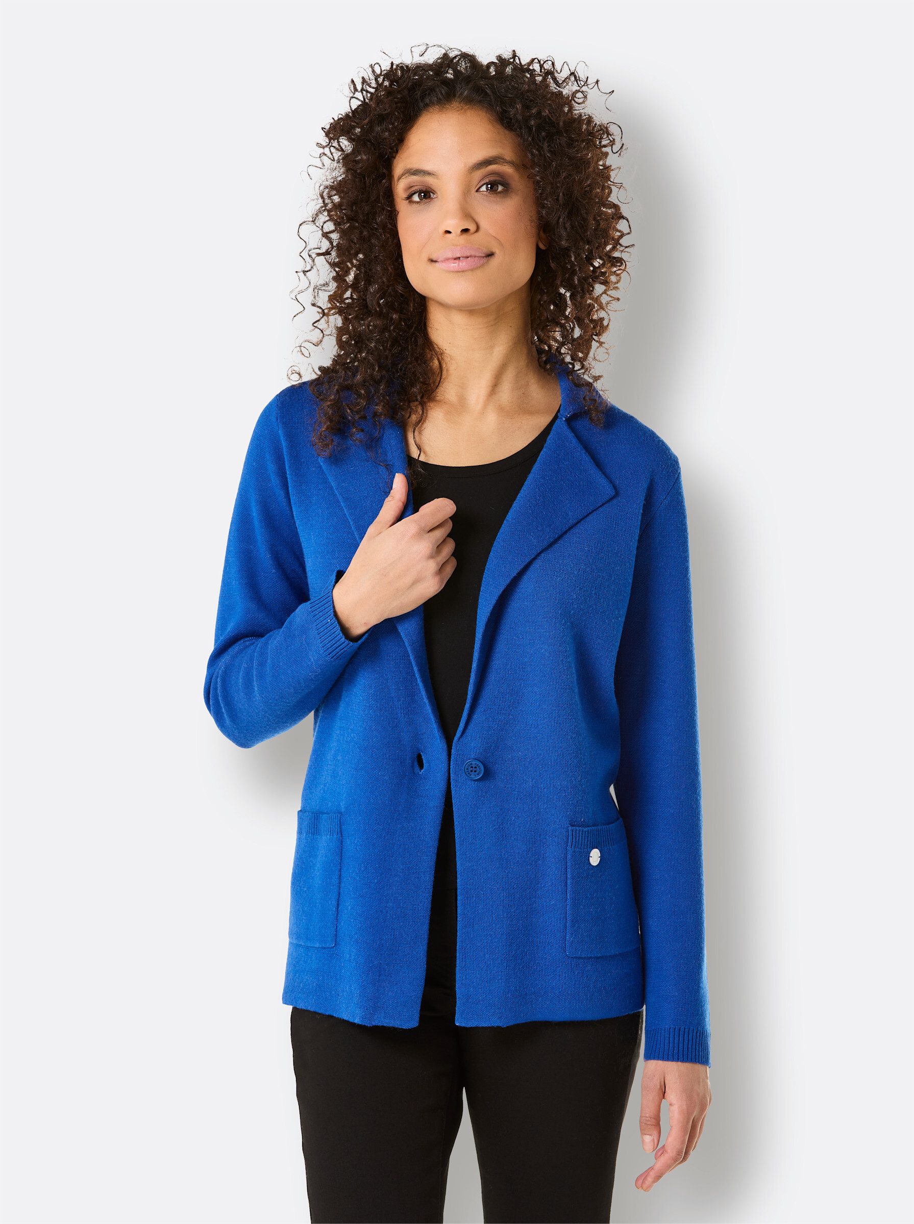 creation L Strickjacke Merino-Strickblazer Langarm Feinstrick, Jacquard günstig online kaufen