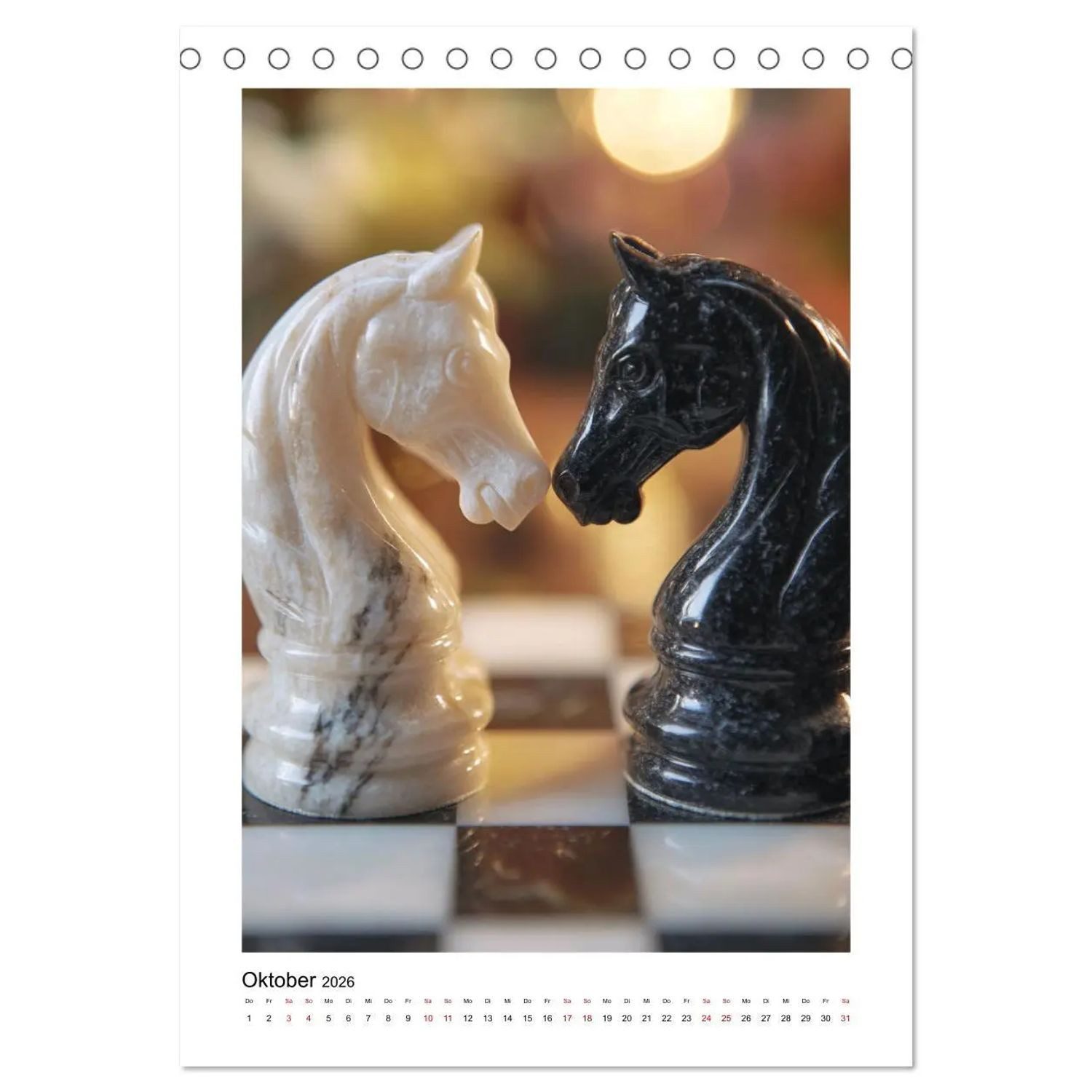 CALVENDO Monatskalender Schachkunst (Tischkalender 2026 DIN A5 hoch), CALVENDO Monatskalender