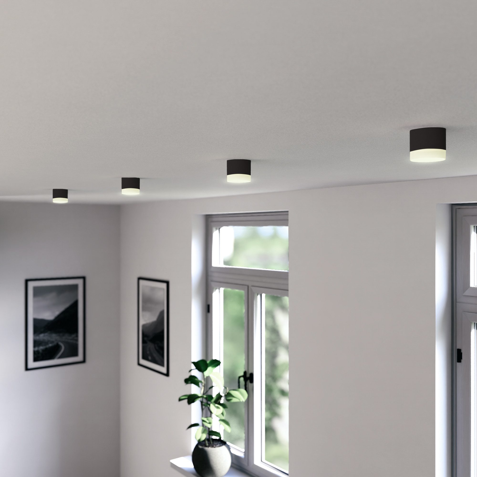 SSC-LUXon LED Aufbaustrahler VORA Deckenspot flach schwarz inkl. GX53 LED 5W neutralweiß, Neutralweiß