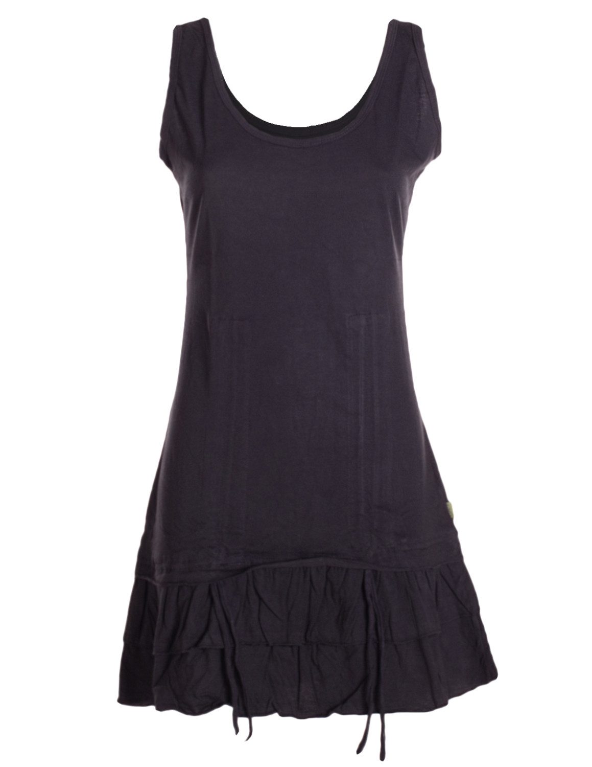 Vishes Minikleid Damen Baumwolle Trägerkleid Raffung Volant Verstellbar Boho Alternative Mode, Boho, Hippie, Ethno, Festival