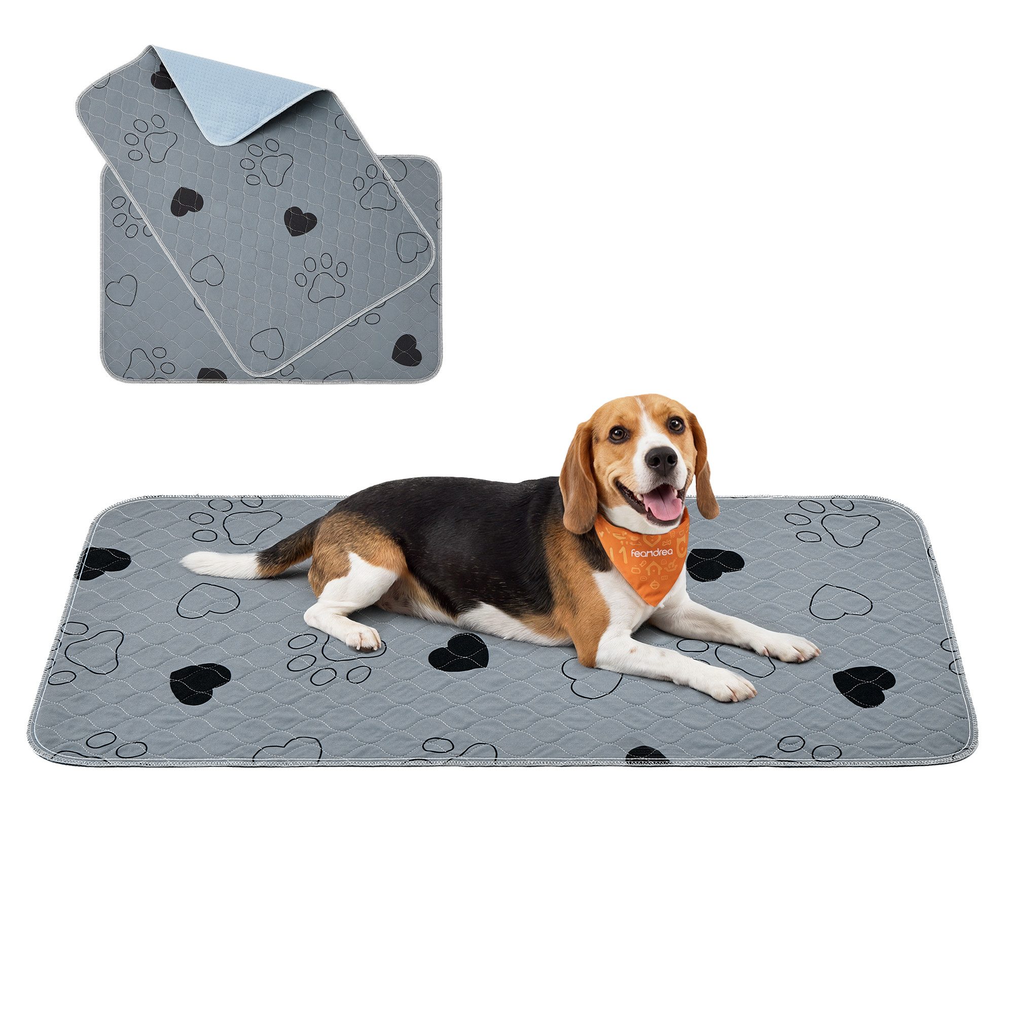 FEANDREA Tierdecke Wiederverwendbare Matten für Hunde, Hundetoilette, auslaufsicher, rutschfest, Welpen-Unterlagen waschbar, 90 x 60 cm, 2er Set