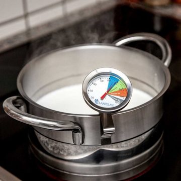 Lantelme Kochthermometer Milch- und Teethermometer, 2-tlg., Edelstahl mit Clip 20 bis 100° C