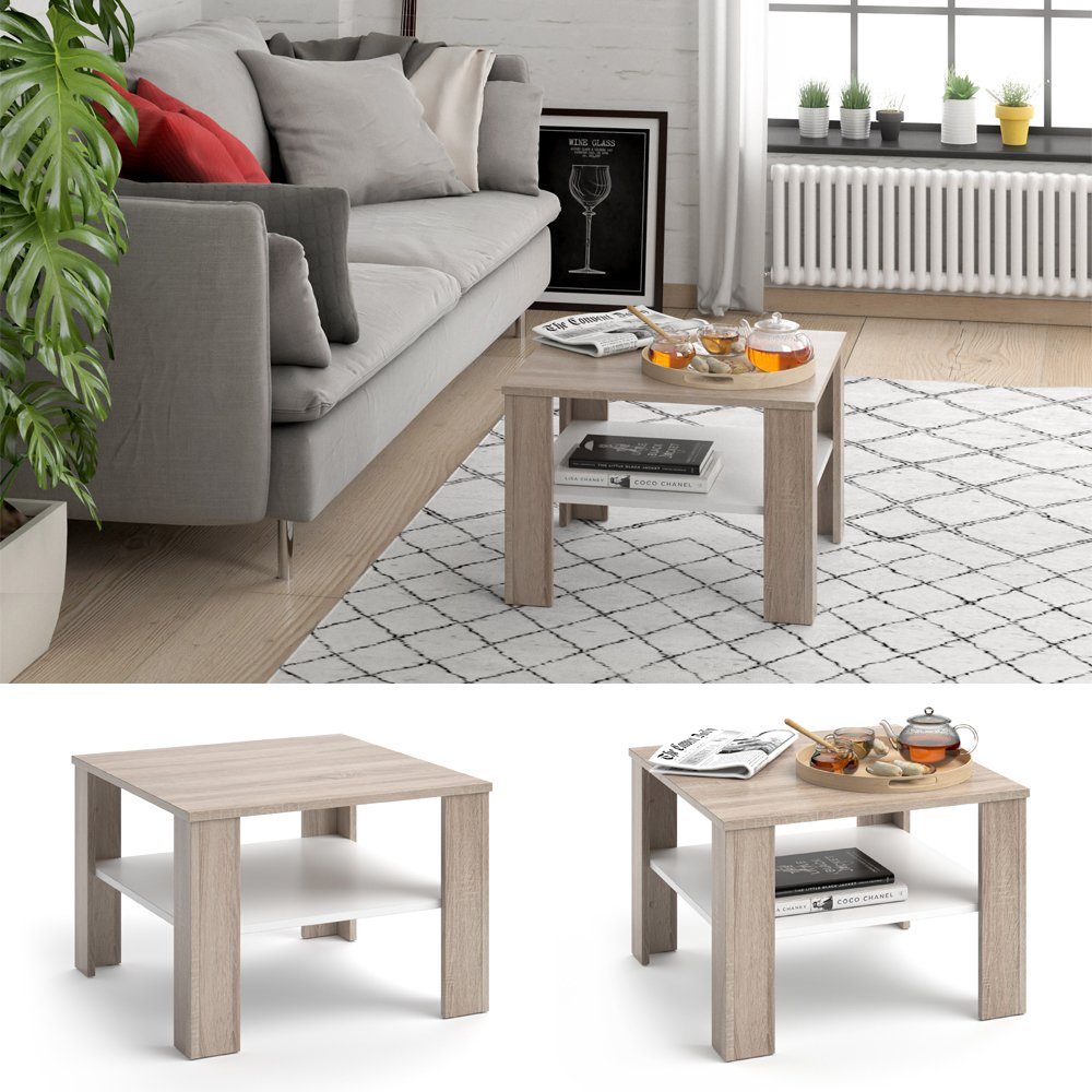 Kaffeetisch Couchtisch Vicco Weiß 60x60 Sonoma Sofatisch cm HOMER