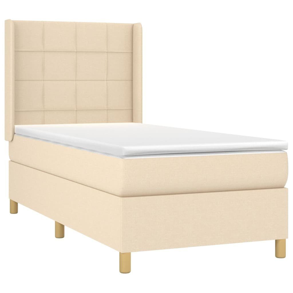 Bett Boxspringbett mit Matratze Creme 90x200 cm Stoff