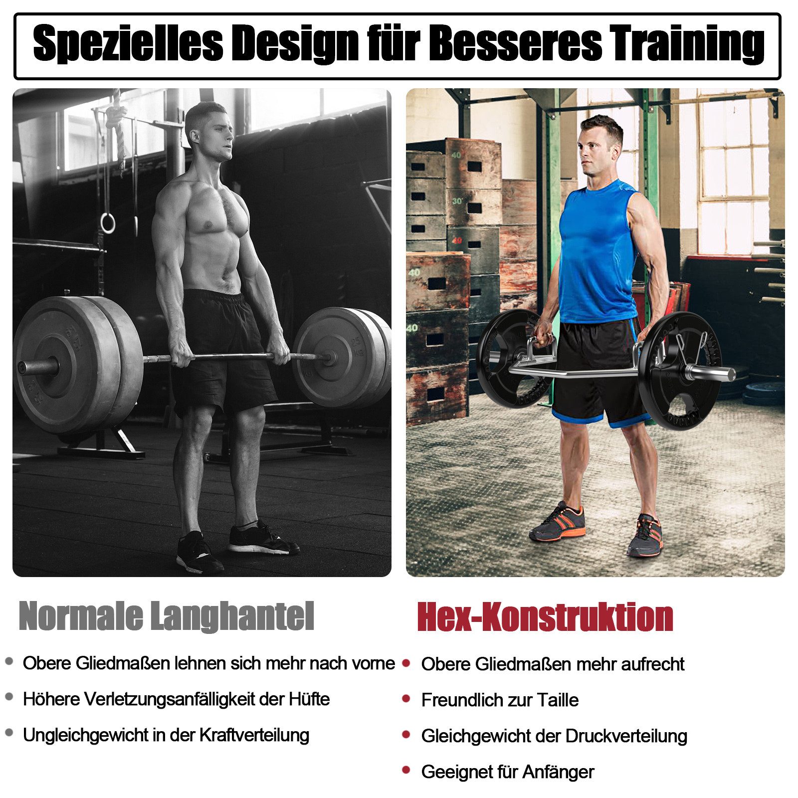 COSTWAY Langhantel, Olympische Trap Bar, 142 cm Hantelstange