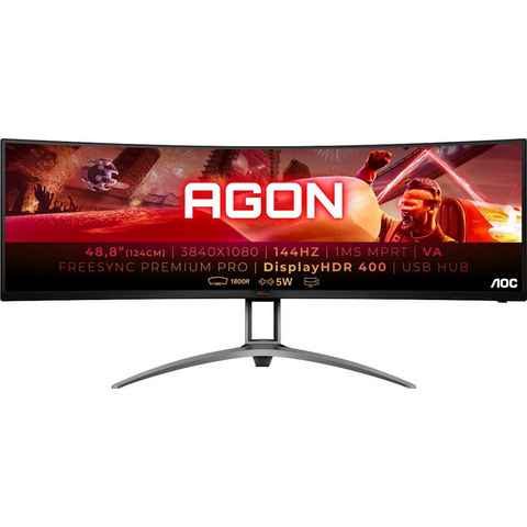 AOC AG493QCX Curved-Gaming-Monitor (124 cm/49 ", 3840 x 1080 px, Full HD, 1 ms Reaktionszeit, 144 Hz, VA LCD)