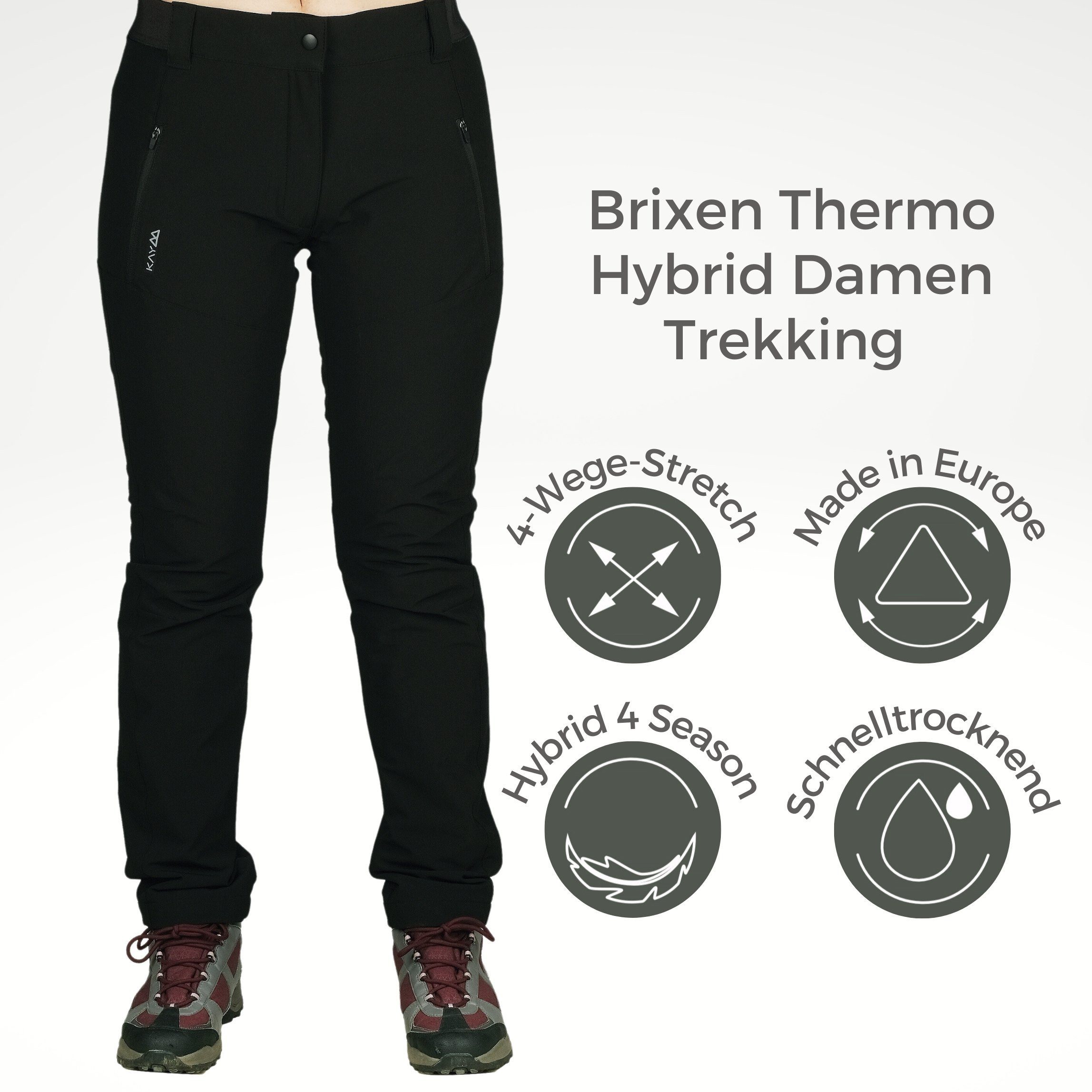 44 Wander Thermo Wasserdicht Trekkinghose Hybrid Kaymountain Damen Outdoor Black Brixen Hose
