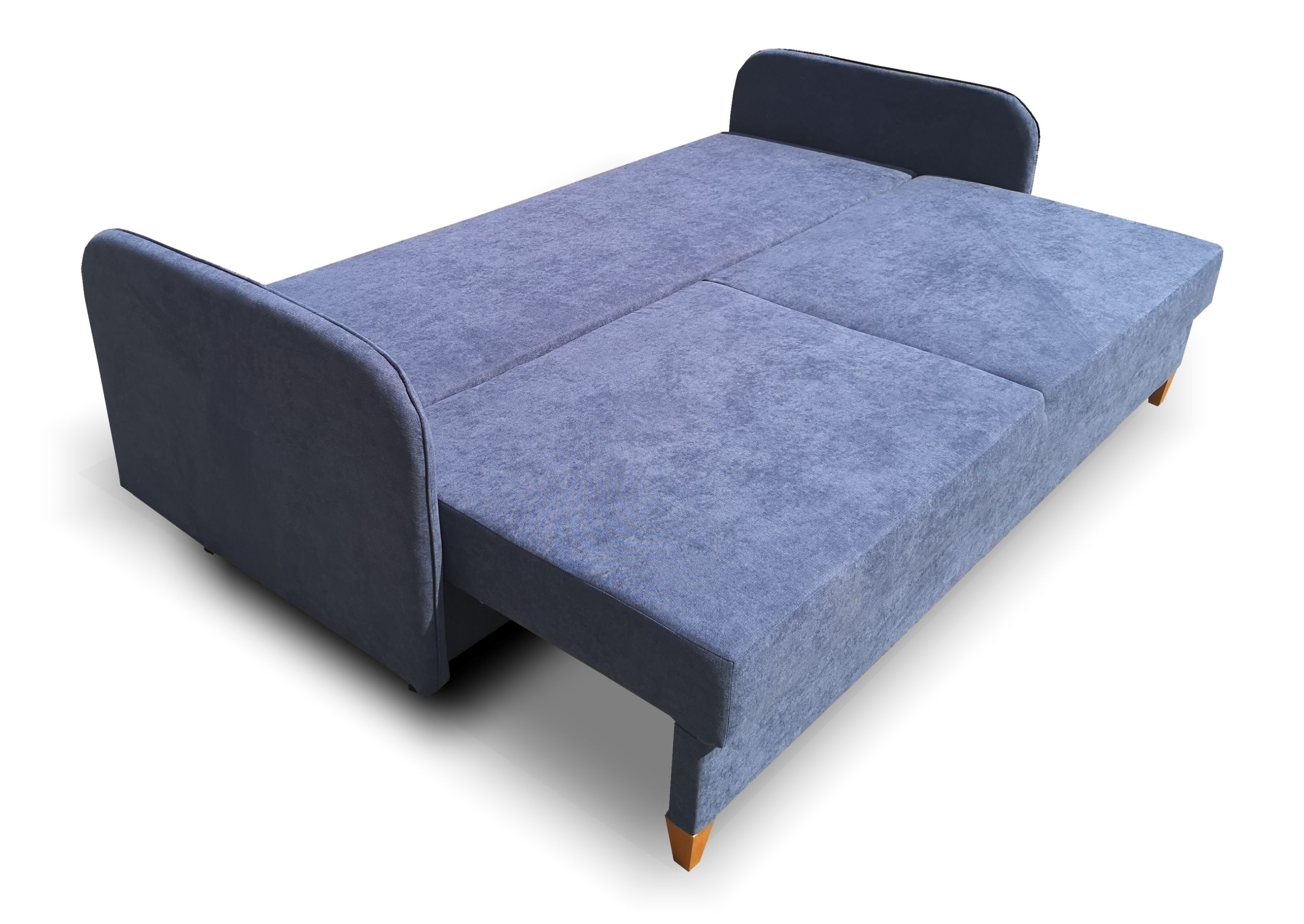 Siblo 3-Sitzer Ausziehbares Dreisitziges Sofa - Blau mit Pablo - Bettzeugbehälter Schlaffunktion Dreisitzer-Sofa