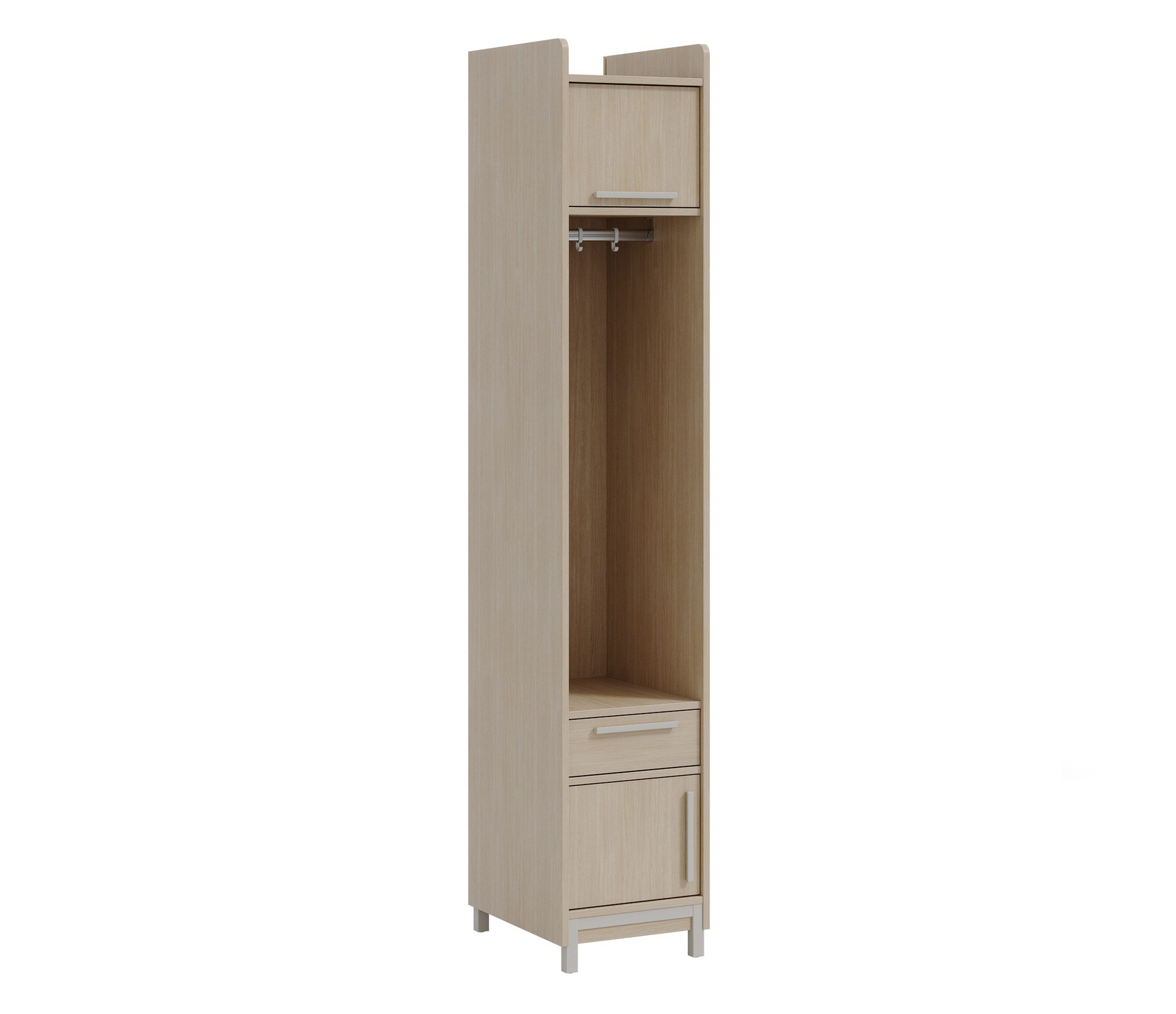 Möbel-Zeit Kleiderschrank COOL 1-türig mit Garderobe – Schmaler Garderobenschrank Grau-Natur