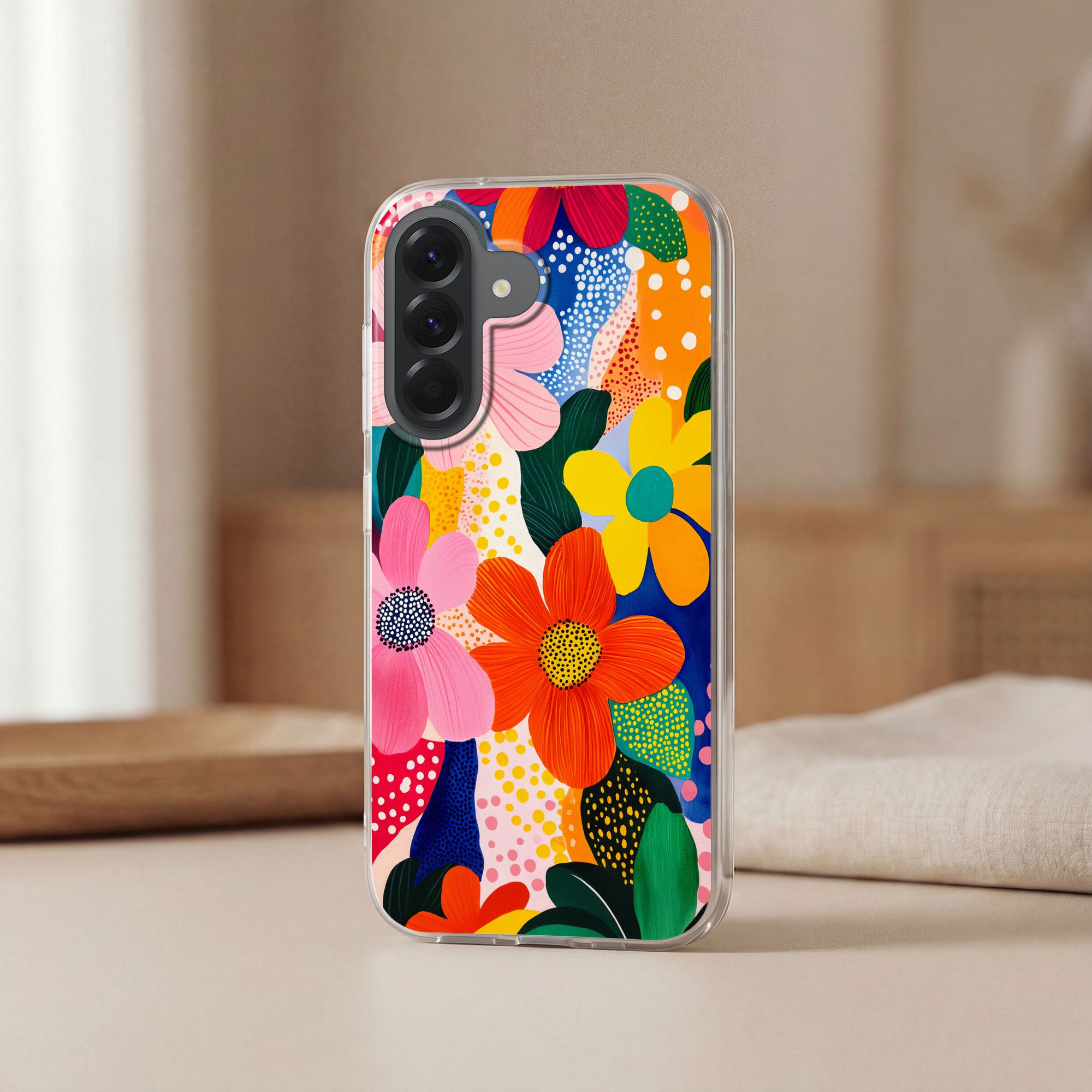 MuchoWow Handyhülle für Apple iPhone 15 Pro Max Blumen - Bunt - Tupfen, Smartphone-Bumper, Print, Handy Schutzhülle Dünn – Bild 3 von 5