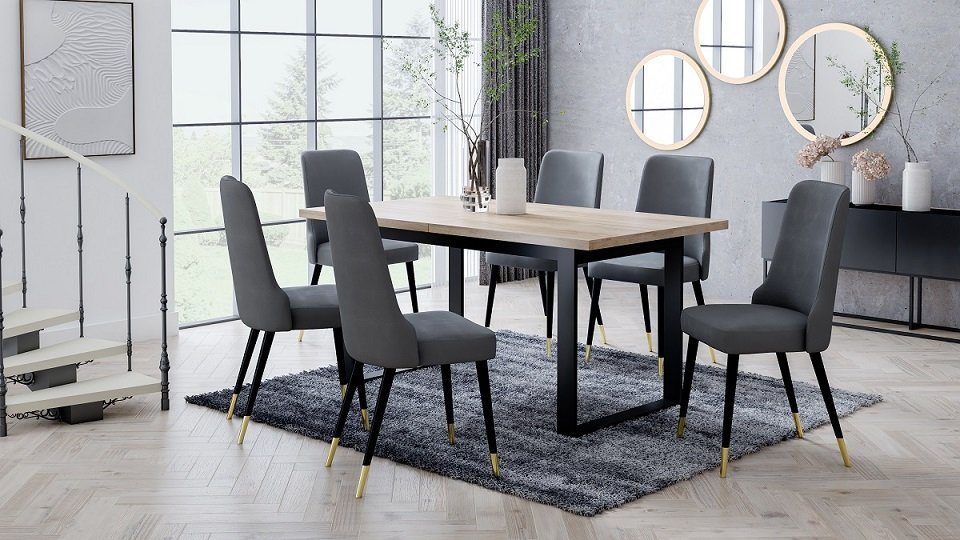 und Modernes Esstisch Tisch laminieren Set SONIA Stühle Polsterstühle Beautysofa