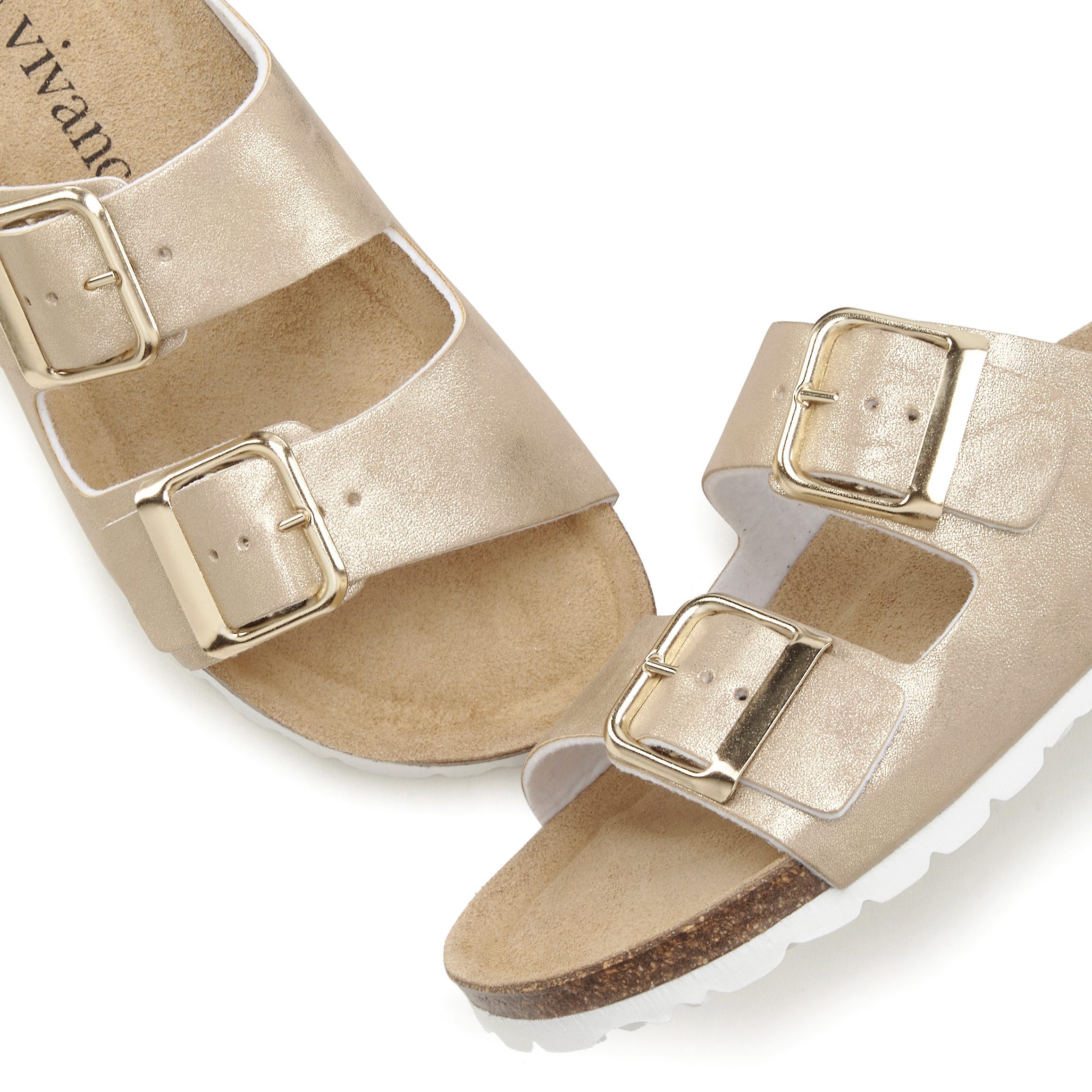 Vivance Mule, Sandale, offener Schuh, Pantolette mit softer Innensohle und Komfortkorkfußbett aus Leder