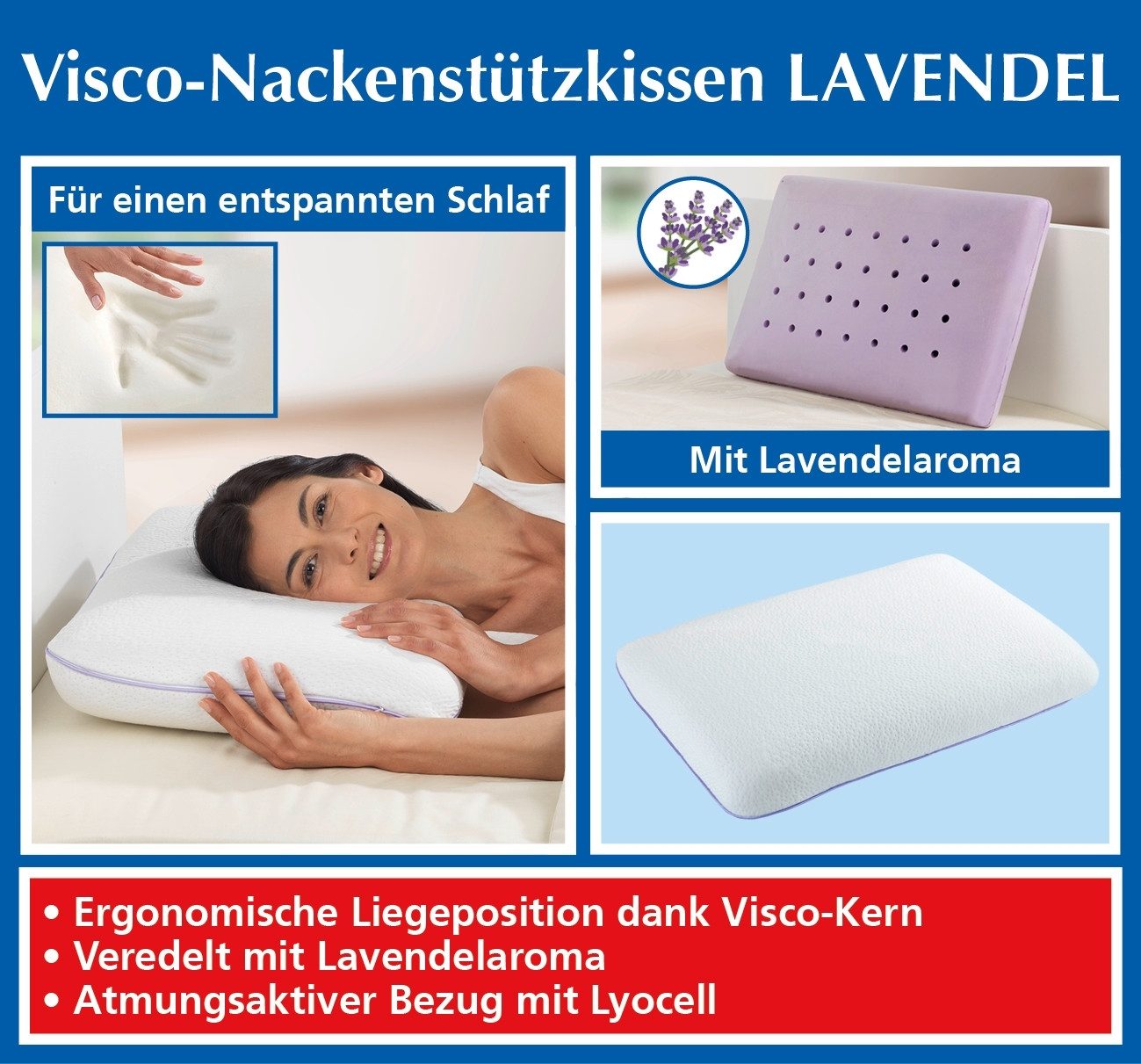 Maximex Kopfkissen Visco Nackenstützkissen Lavendel B: günstig online kaufen