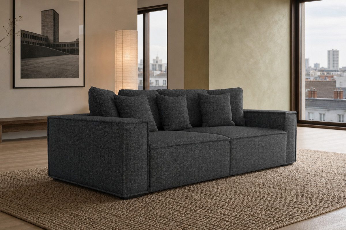 foamnova Big-Sofa York, Loungesofa, große Sitzfläche, 7 Kissen