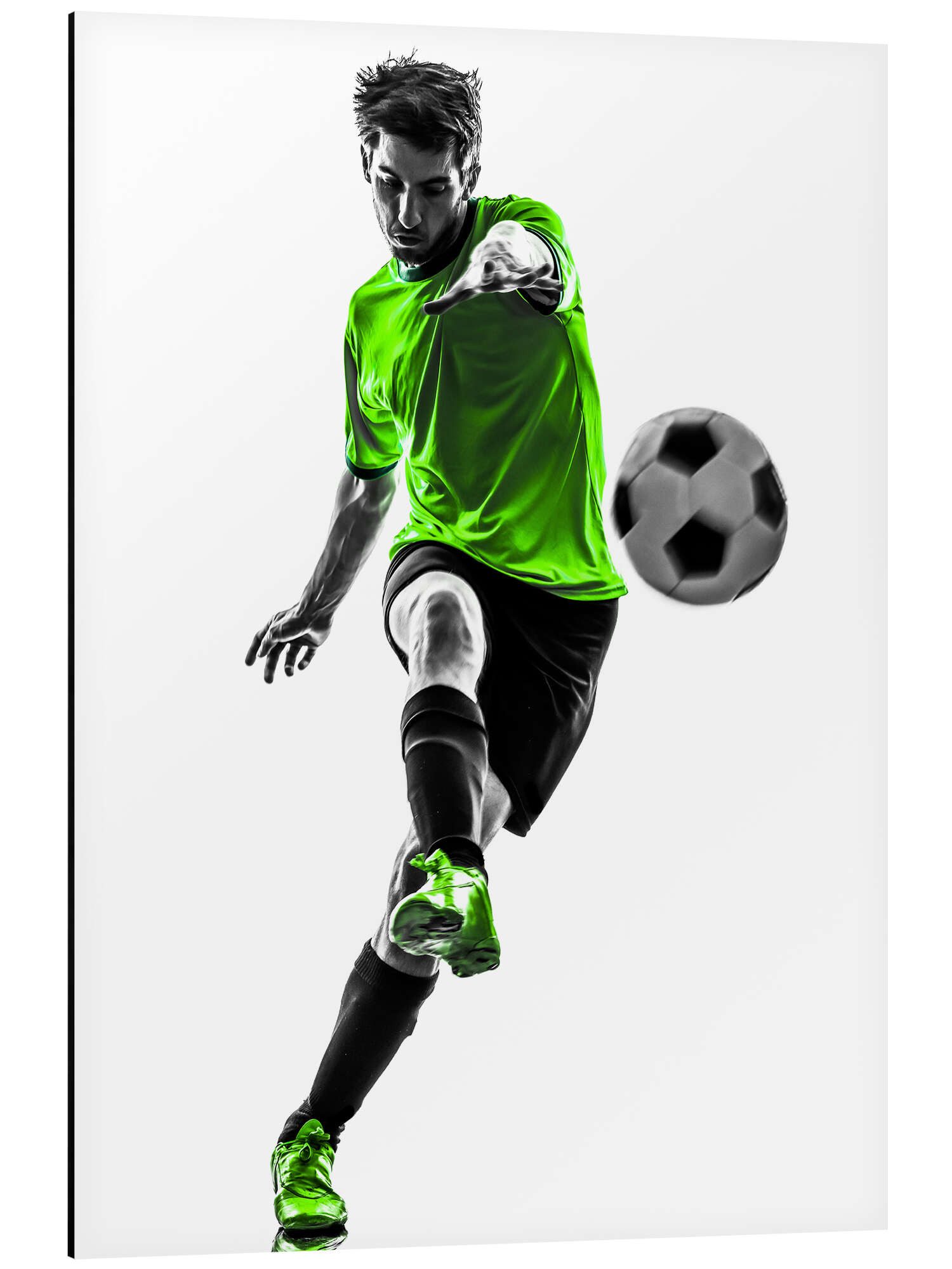 Posterlounge Alu-Dibond-Druck Editors Choice, Fußballspieler beim Schuß, Illustration
