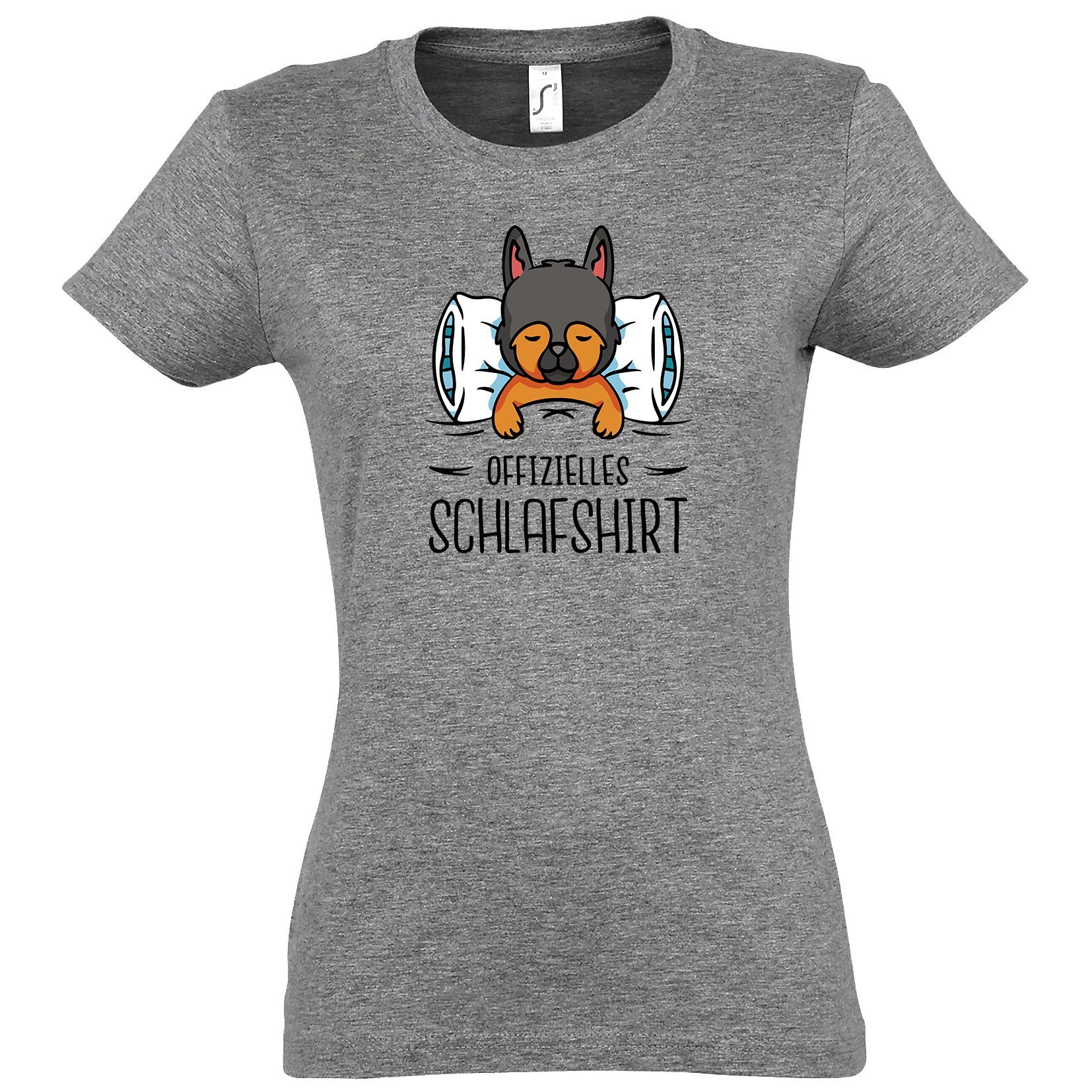 modischem Grau Schlafshirt T-Shirt Designz Print Offizielles Damen Youth mit Shirt Hundewelpen
