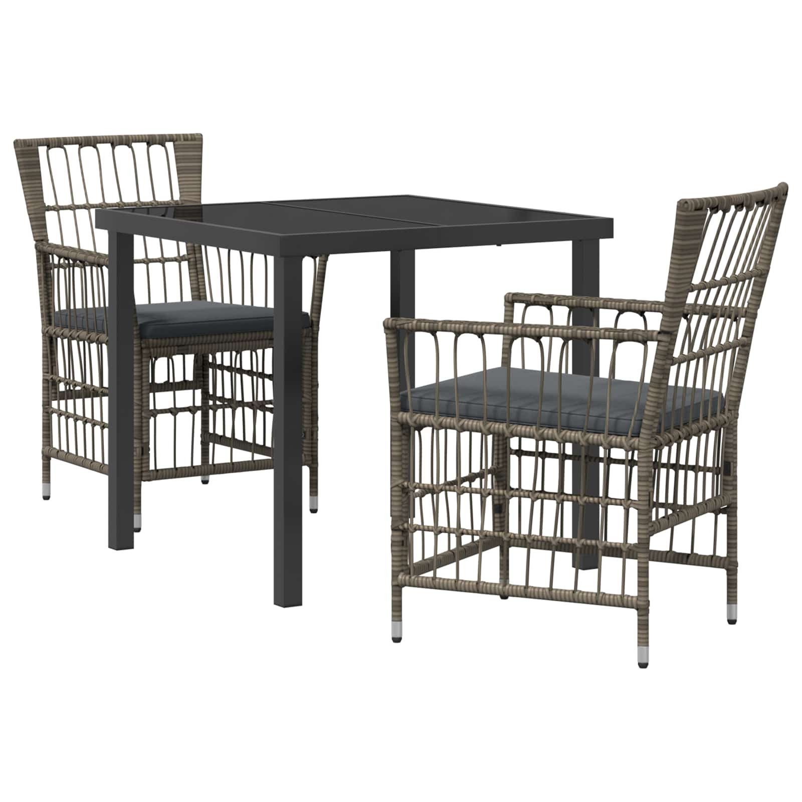 vidaXL Gartenlounge-Set Outdoor-Essgruppe 3 stk. Grau Poly-Rattan, (3-tlg)