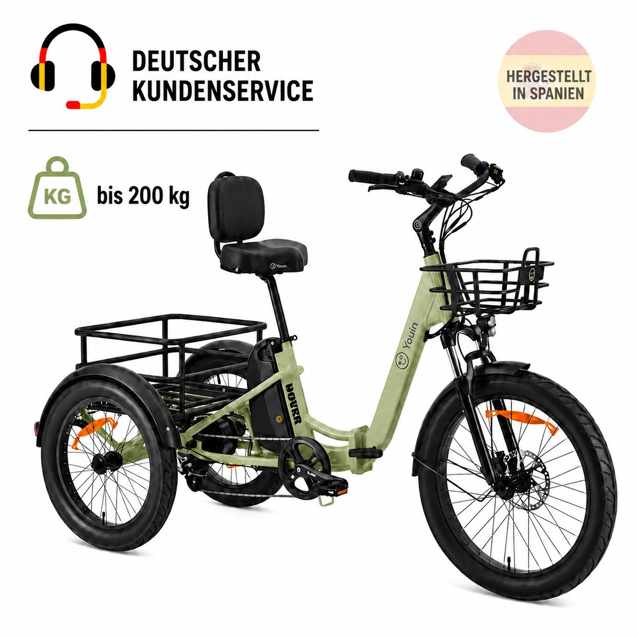 PixelPilot E-Bike E-Dreirad Dover Faltbares Elektro-Lastendreirad 250W, bis 100 km Reichweite, 7 Gang, Heckmotor, 749 Wh, 24/20 Zoll Fat Tire, 7-Gang, bis 200 kg