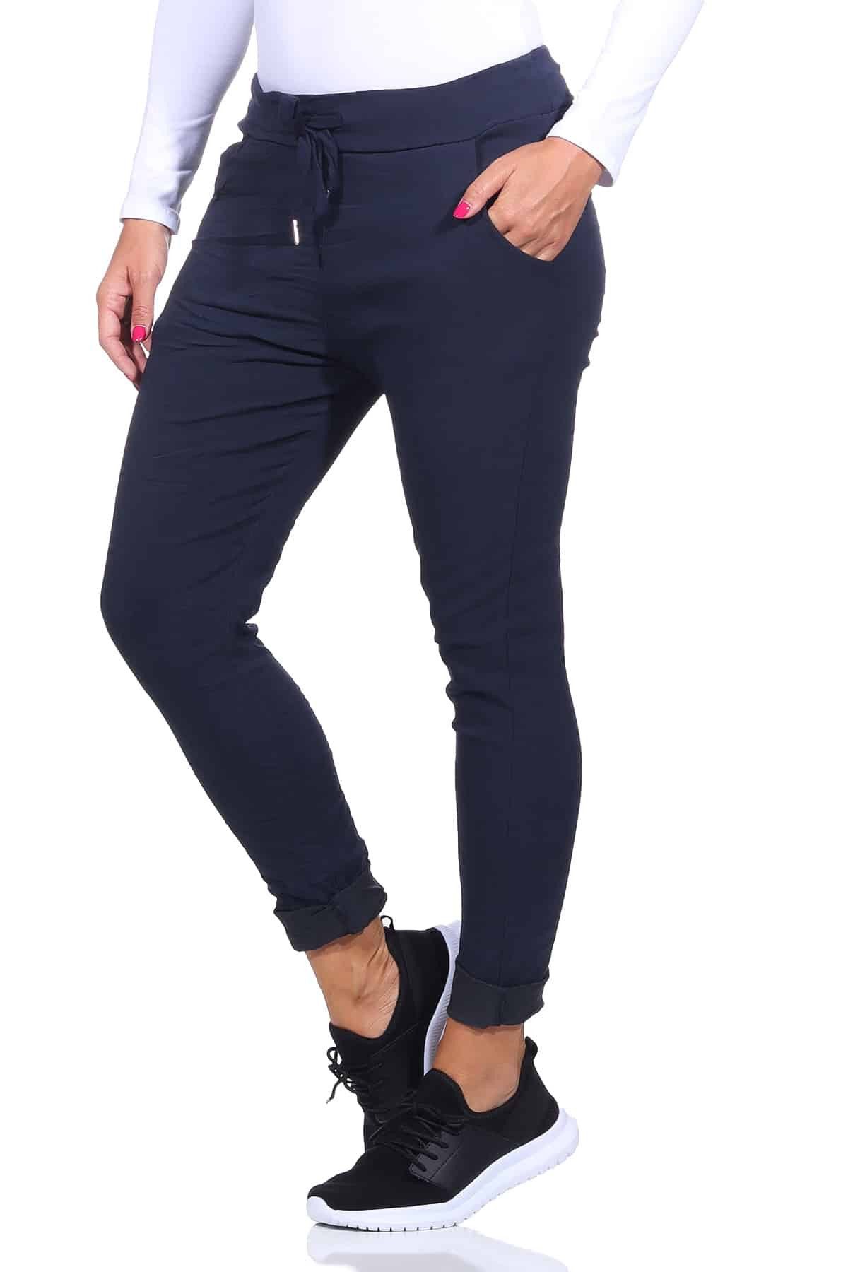 OriginalYou Schlupfhose Damen Freizeithose mit Stretch Schlupfhose Knitterlook Chino Pants in Größe 36-48 erhältlich, moderner Knitterlook, elastischer Bund