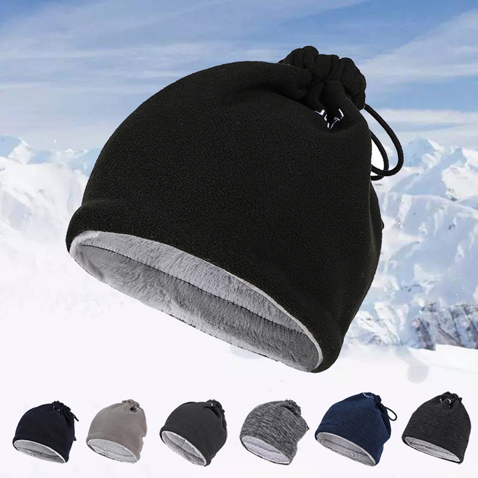 Rutaqian mit Schal 2-in-1 Beanie Fleecefutter Damen One für Schal & Warme Winterschal Hat für Mütze (Wintermütze Herren Winter-Set Size) und Set,