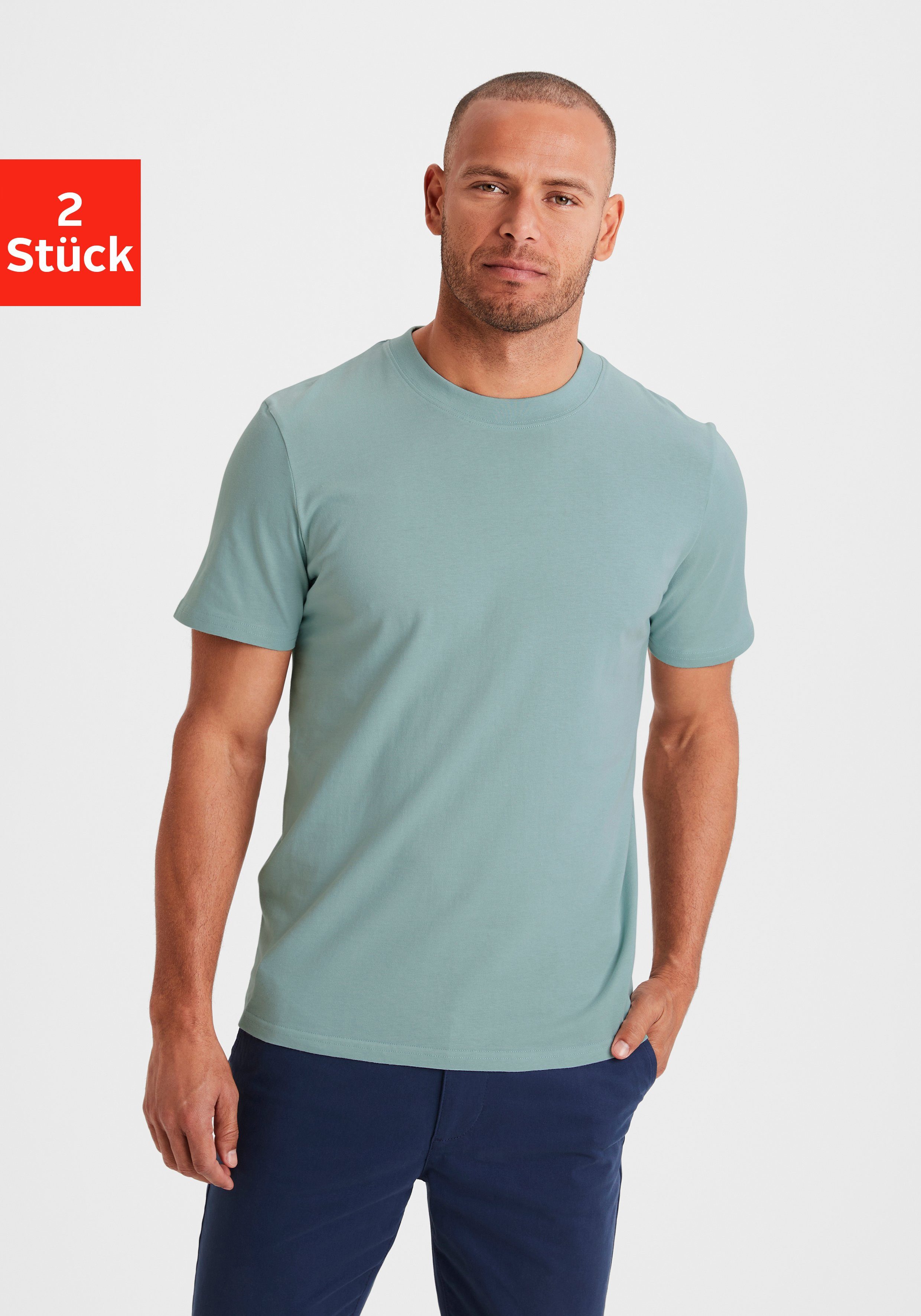 KangaROOS T-Shirt (2er-Pack) Freizeitshirt mit Kurzarm, Rundhals aus reine Baumwolle – Bild 2 von 5