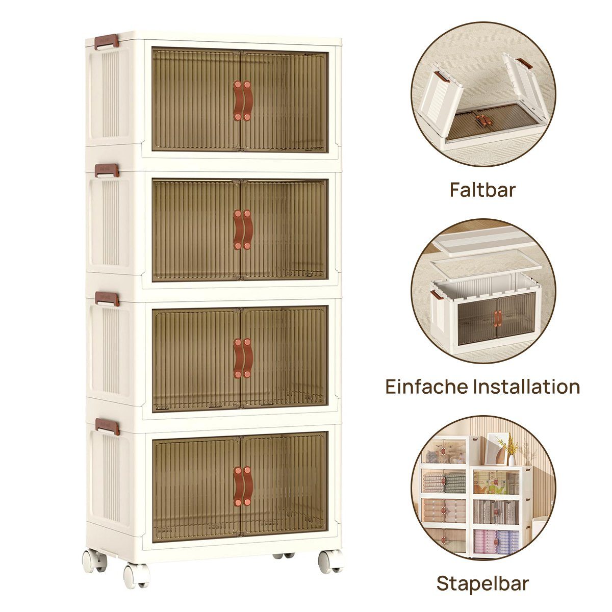 MULISOFT Aufbewahrungsbox Große Stapelbare Aufbewahrungsbox Organisation mit Rädern, Deckel (für Büro, Küche & Wohnzimmer), Stapelbare Kisten storage box kunststoffbox klappbox