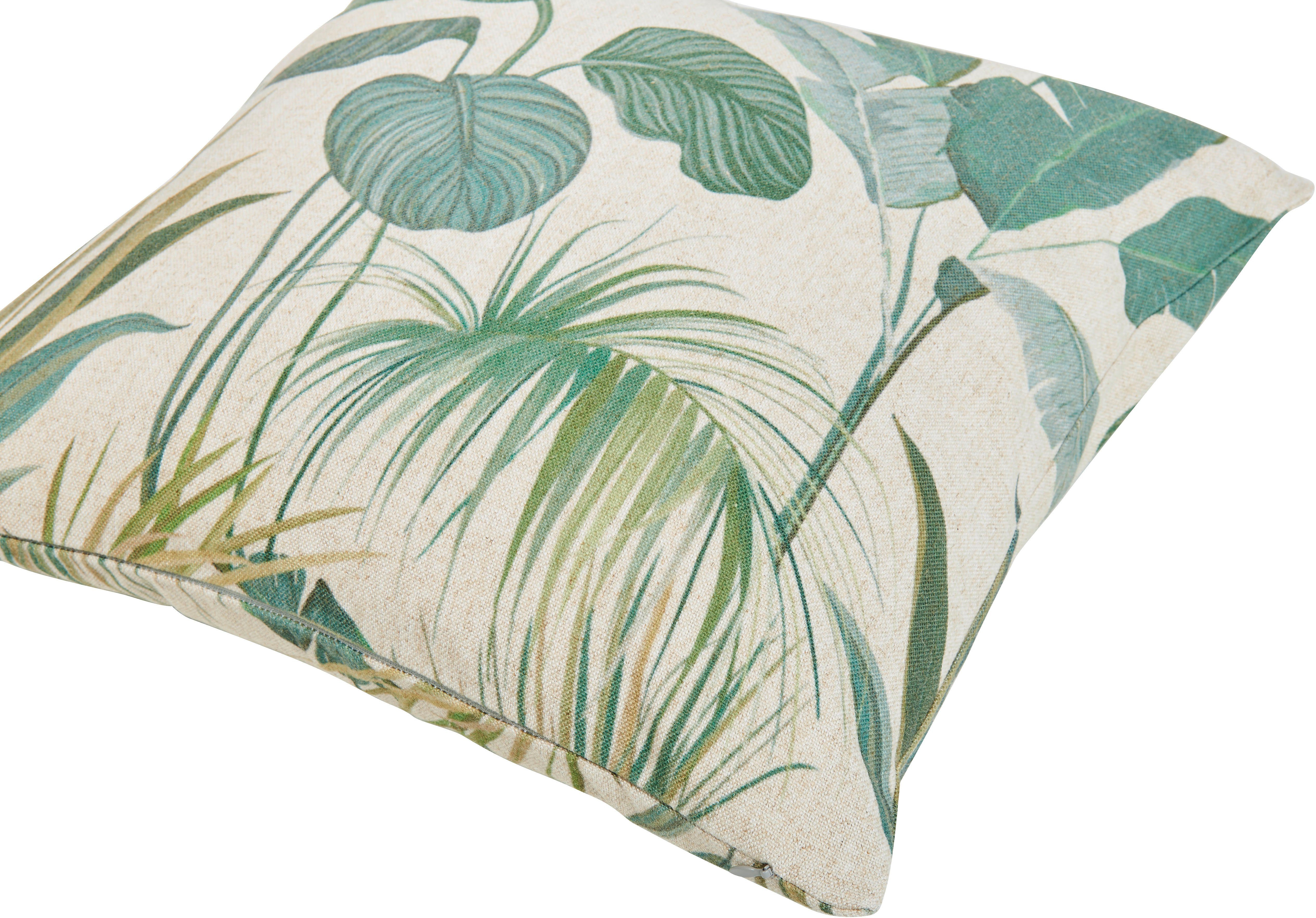 done.® Kissenhülle Tropical Flowers, (1 Stück), Beidseitig bedruckte Kissenhülle aus Canvas-Stoff mit Leinenanteil