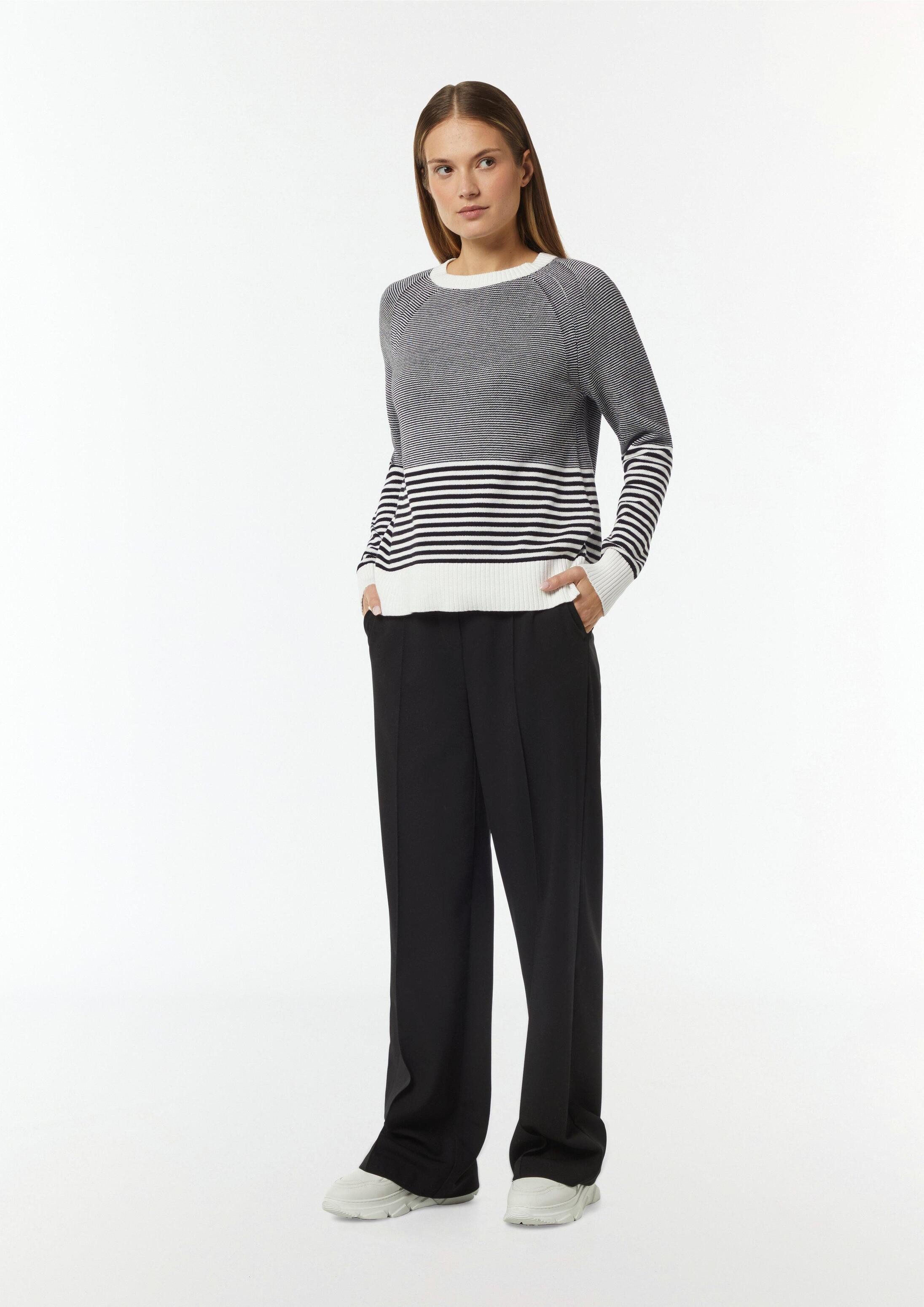 comma Longpullover Strickpullover Baumwollpullover mit Streifen