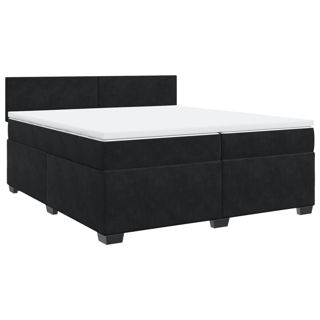 Bett Boxspringbett mit Matratze Schwarz 200x200 cm Samt