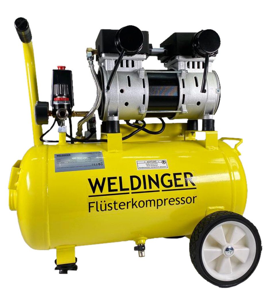 WELDINGER Kompressor Flüsterkompressor FK 120 turbo 1500 W 2800 U/min 150 l/min (4 bar), 1500 W, max. 9 bar, 24 l, Flüsterlautstärke von nur 69dB