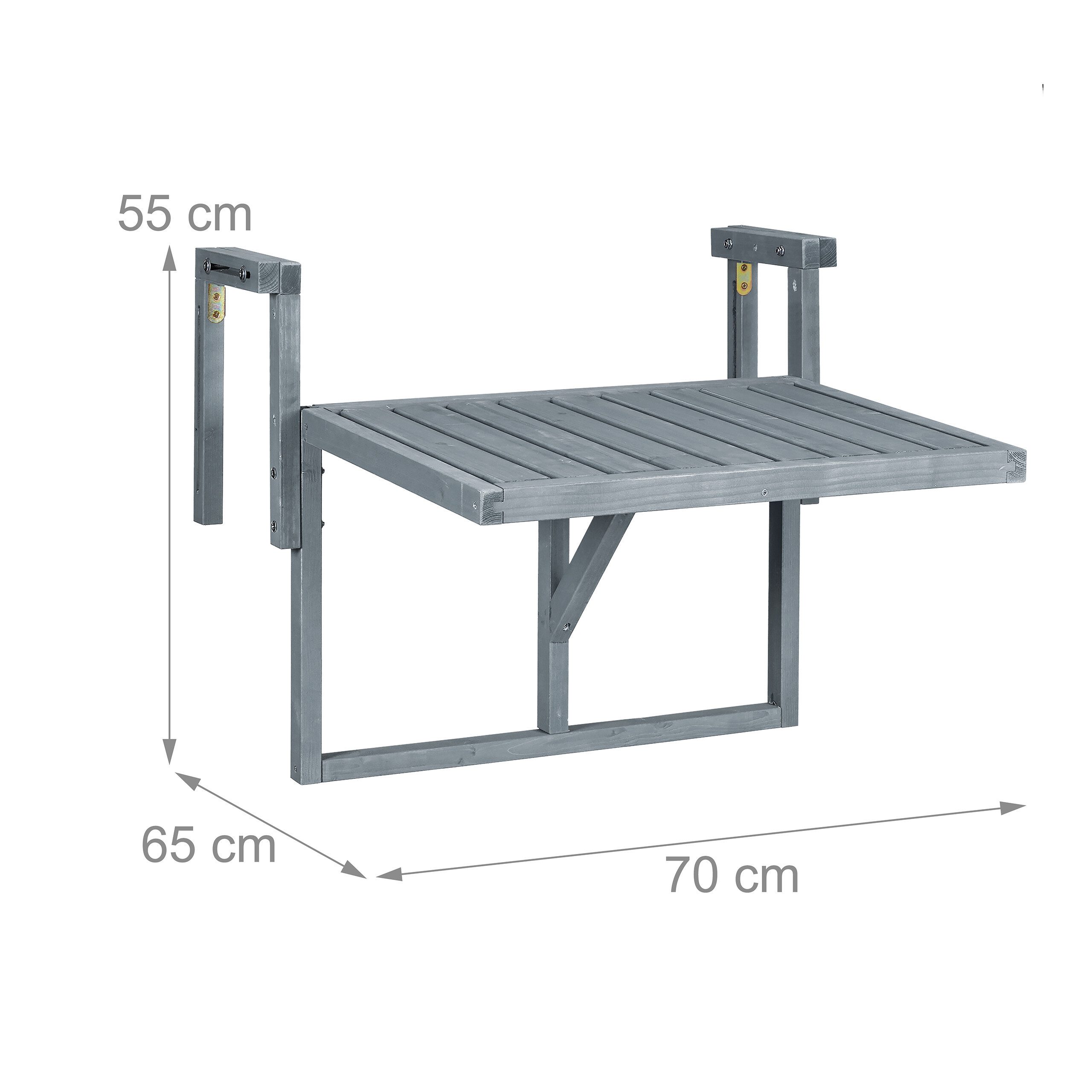 relaxdays Balkonhängetisch Balkon Hängetisch in Grau