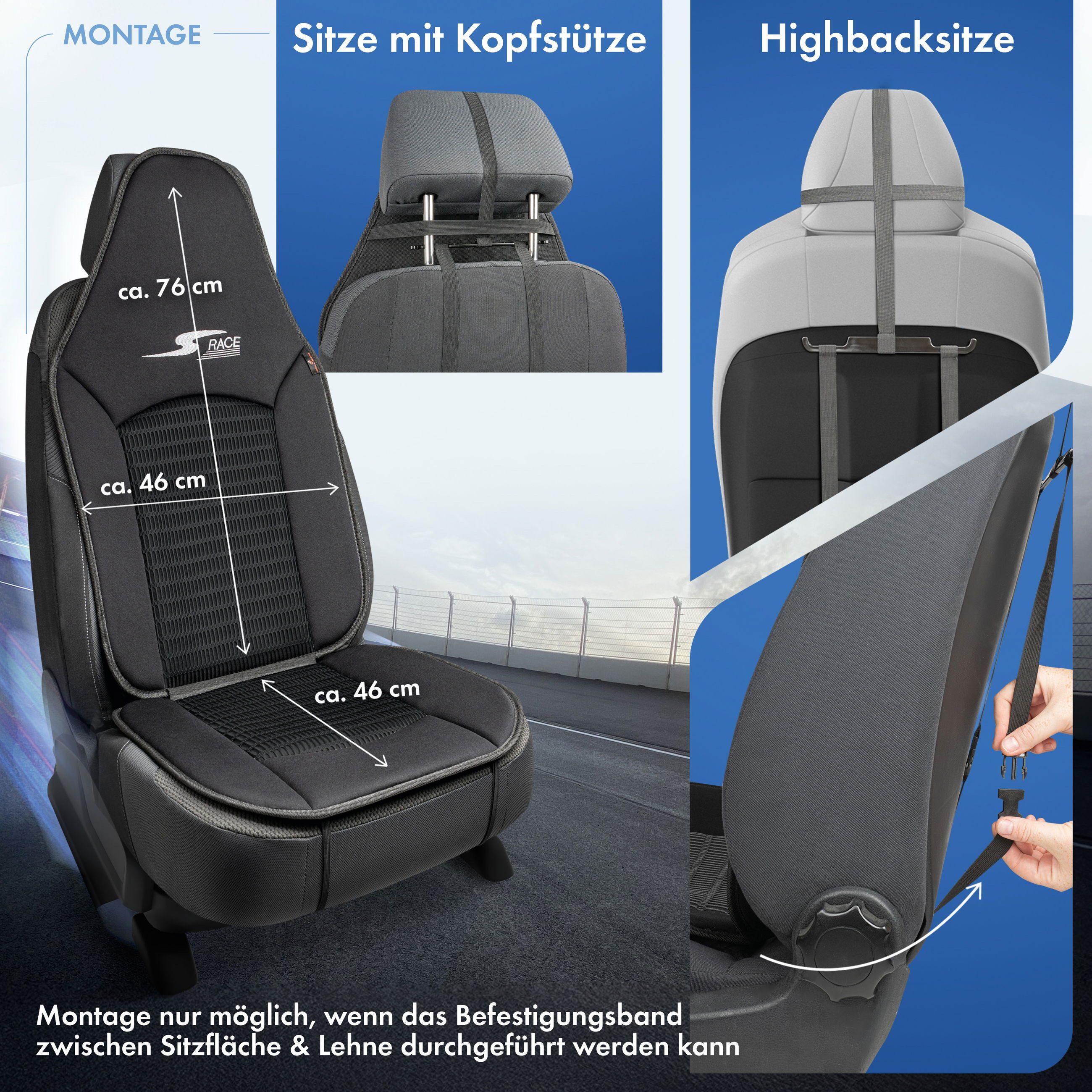 CarComfort Autositzauflage Sitzaufleger S-Race Pilotensit, 1 Stück, 1-tlg. – Bild 5 von 5