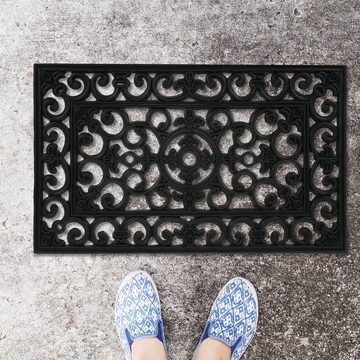 Fußmatte Gummi Fußmatte mit Ornamenten, relaxdays, Höhe: 10 mm