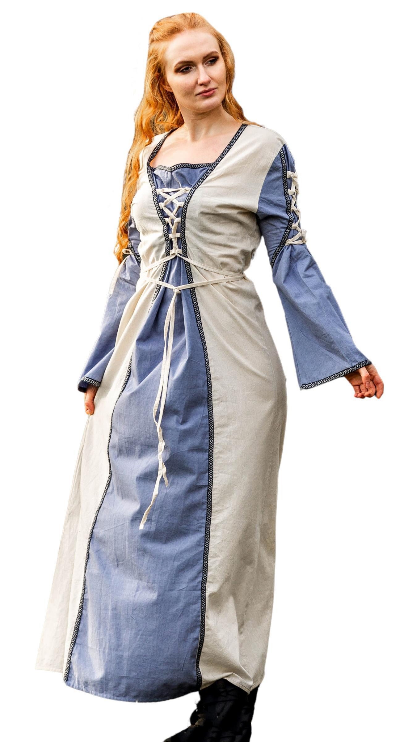 Leonardo Carbone Burgfräulein-Kostüm Kleid "Amalia" mit kunstvoller Schnürung, Bordüre am Saum, hochwertiger Baumwolle
