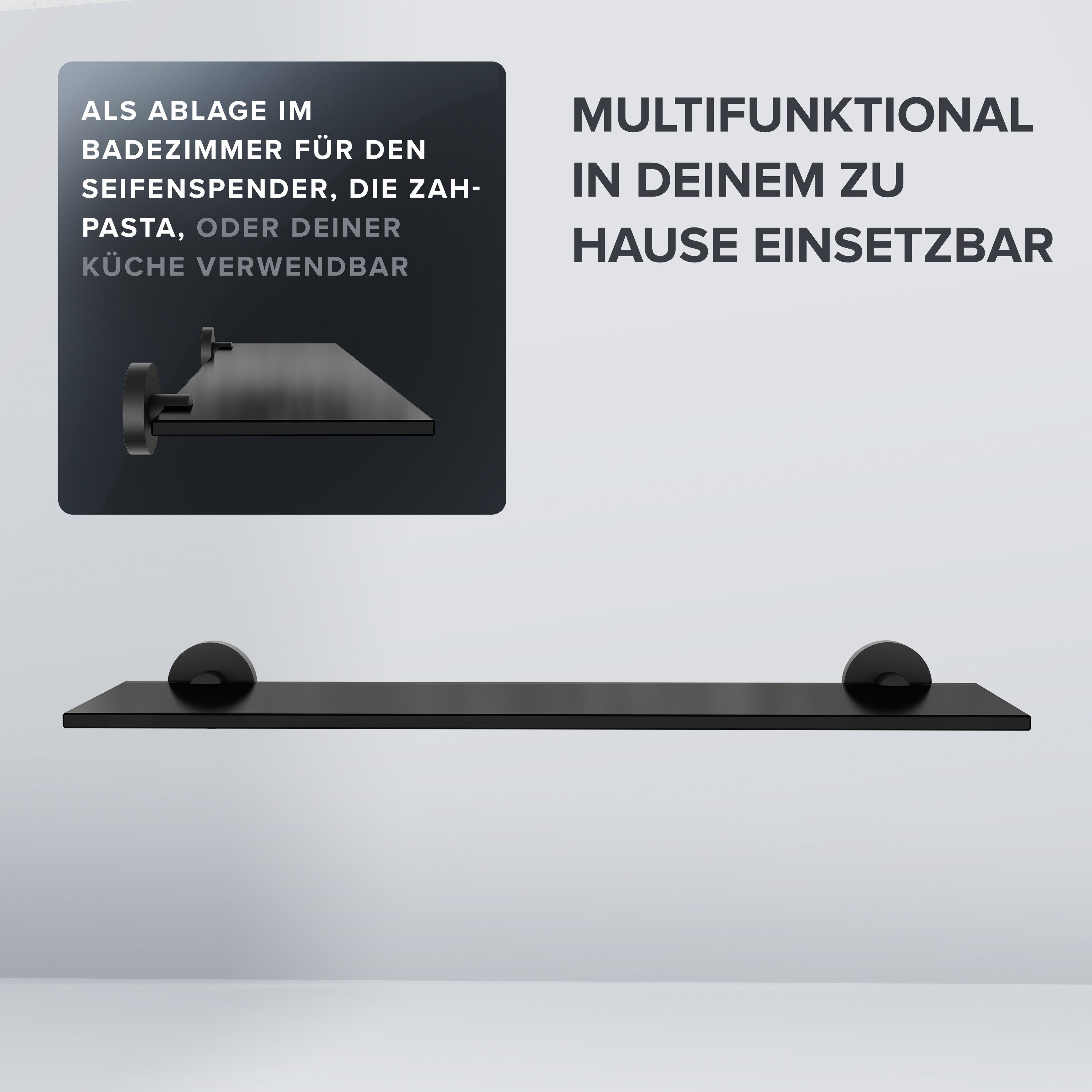 ovimar Badregal Flakstadoy, 1-tlg., aus Glas in Schwarz zur Zum Bohren