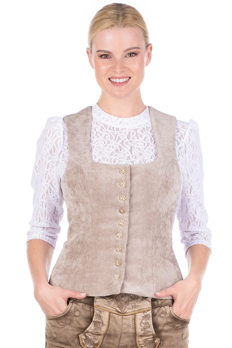Berwin & Wolff Trachtenbluse Trachtenmieder Cord - JULINA - natur
