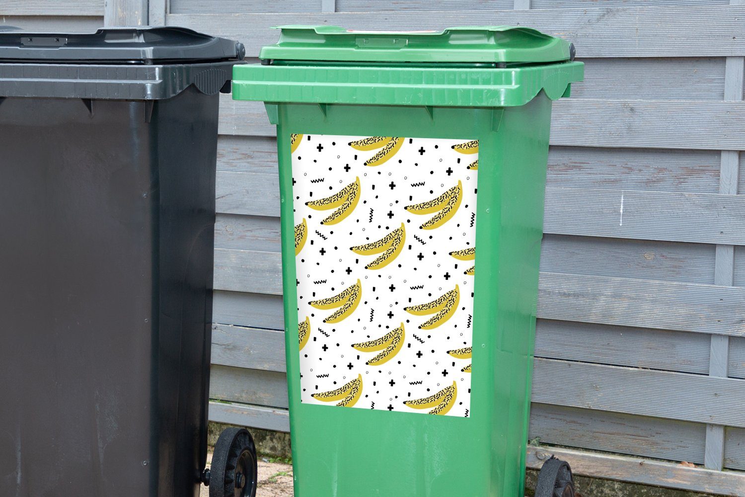 Bananen Obst Container, St), (1 Mülleimer-aufkleber, Wandsticker Mülltonne, Abfalbehälter - MuchoWow - Sticker, Muster