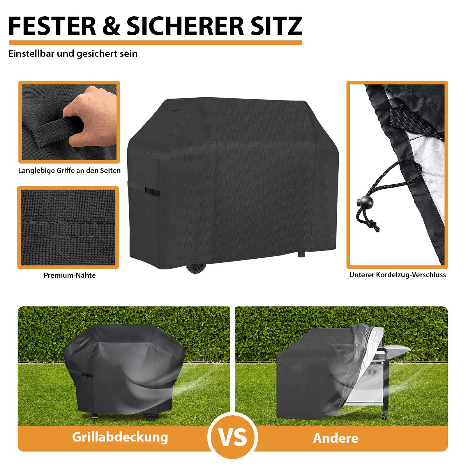 KHAMAL Grillabdeckung Wasserdicht - 420D Oxford Abdeckung Für Kleine Grills 77x70x110cm