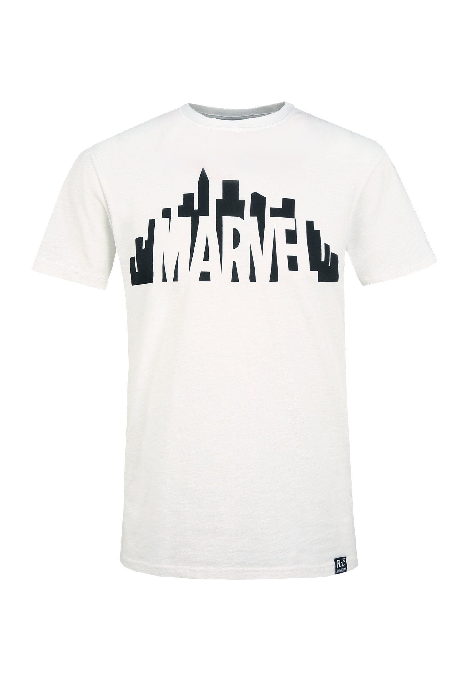 Recovered T-Shirt Marvel City Logo GOTS Ecru zertifizierte Bio-Baumwolle